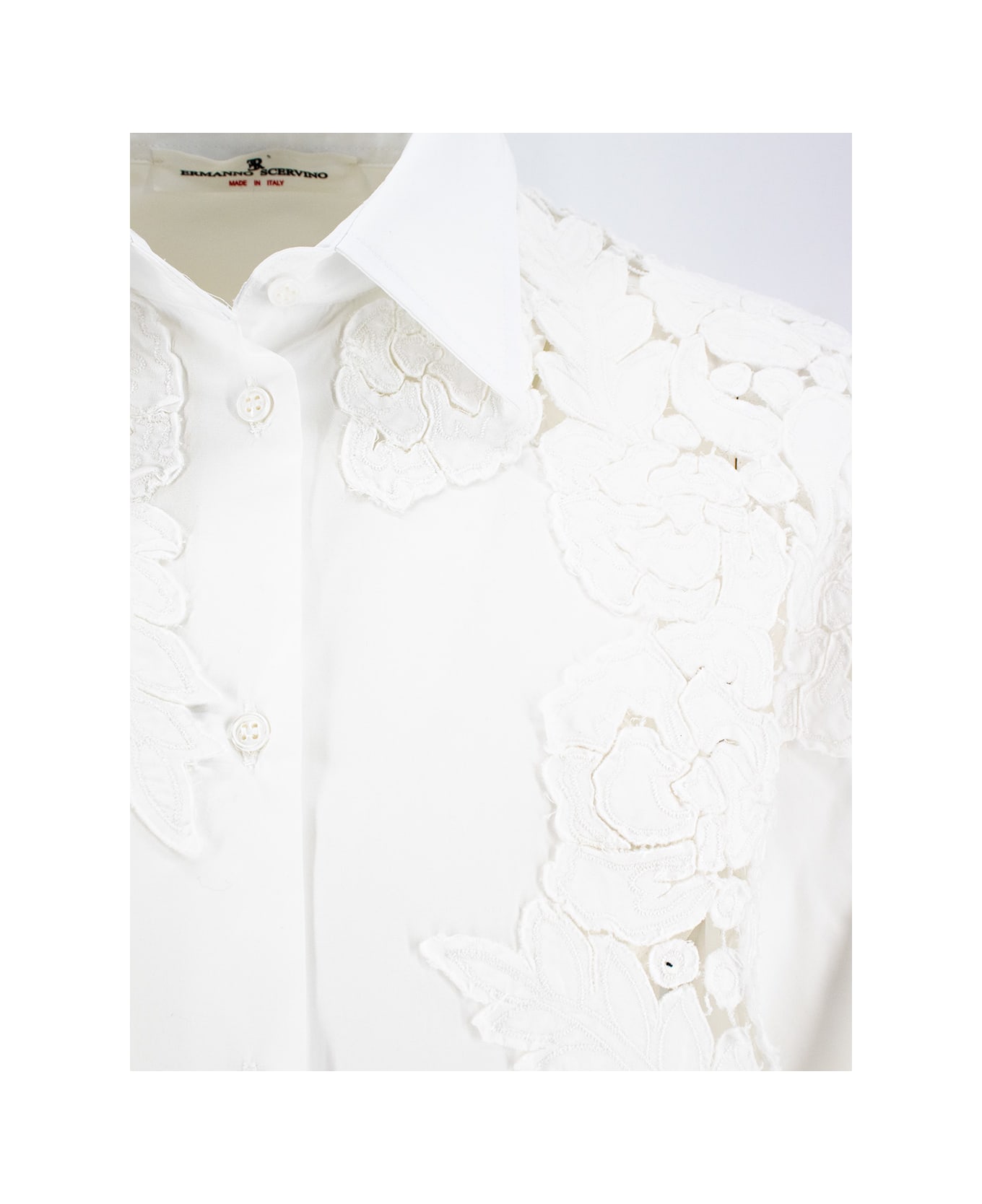 Ermanno Scervino Embroidered Shirt - Bright White/ottico