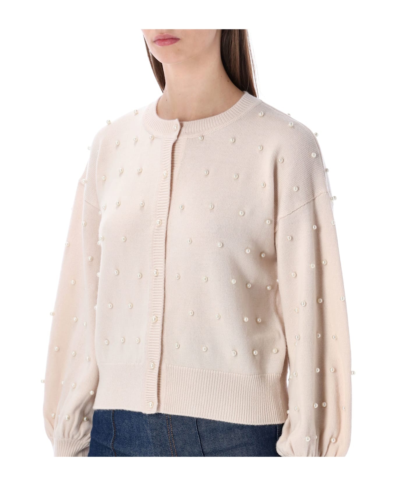 Zimmermann Cream Wool Beaded Cardigan - CHALK