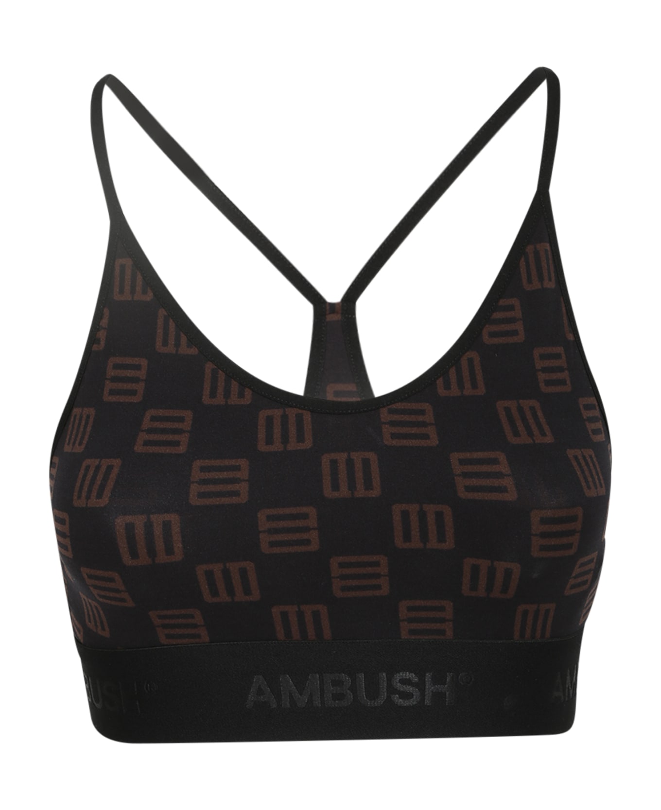AMBUSH Monogram-print Bra Top - Black