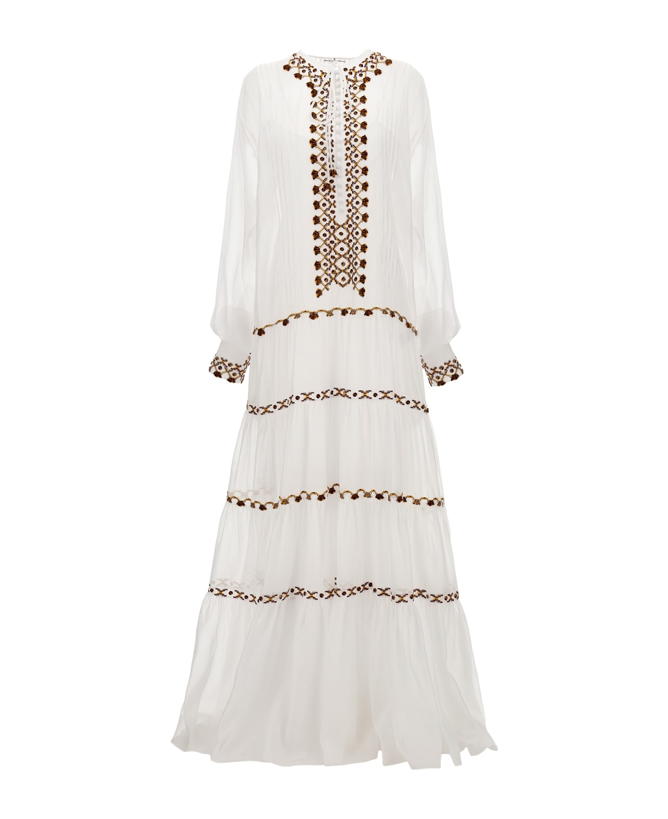 Ermanno Scervino Embroidery Kaftan Dress - White