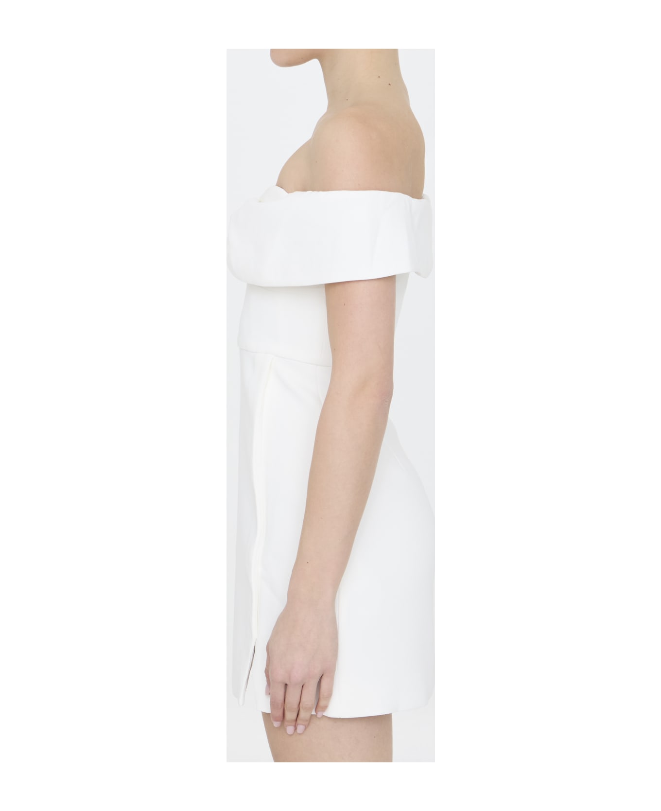 self-portrait Bow Crepe Mini Dress - WHITE