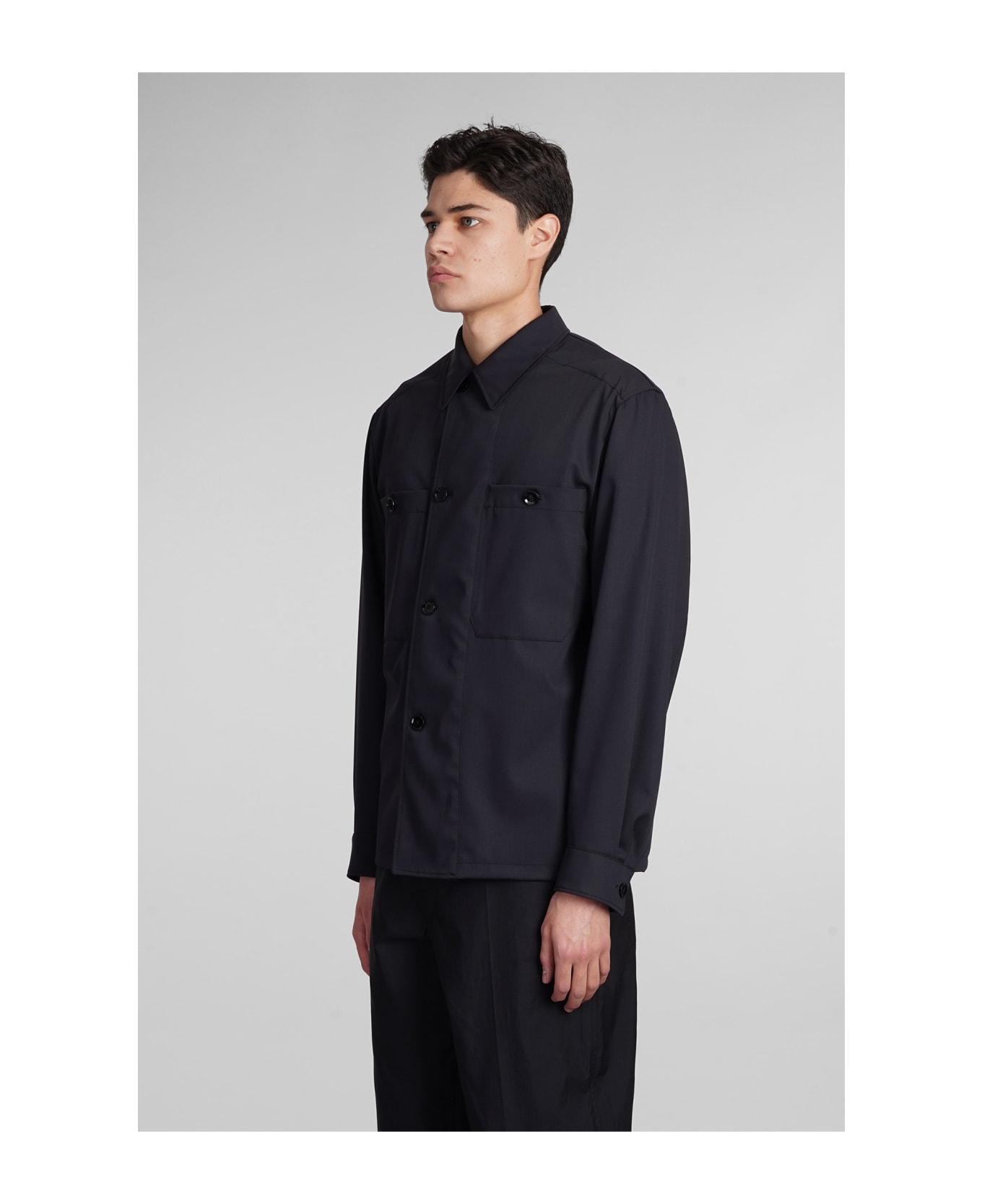 Lemaire Lon Sleeved Buttoned Shirt Jacket - Black