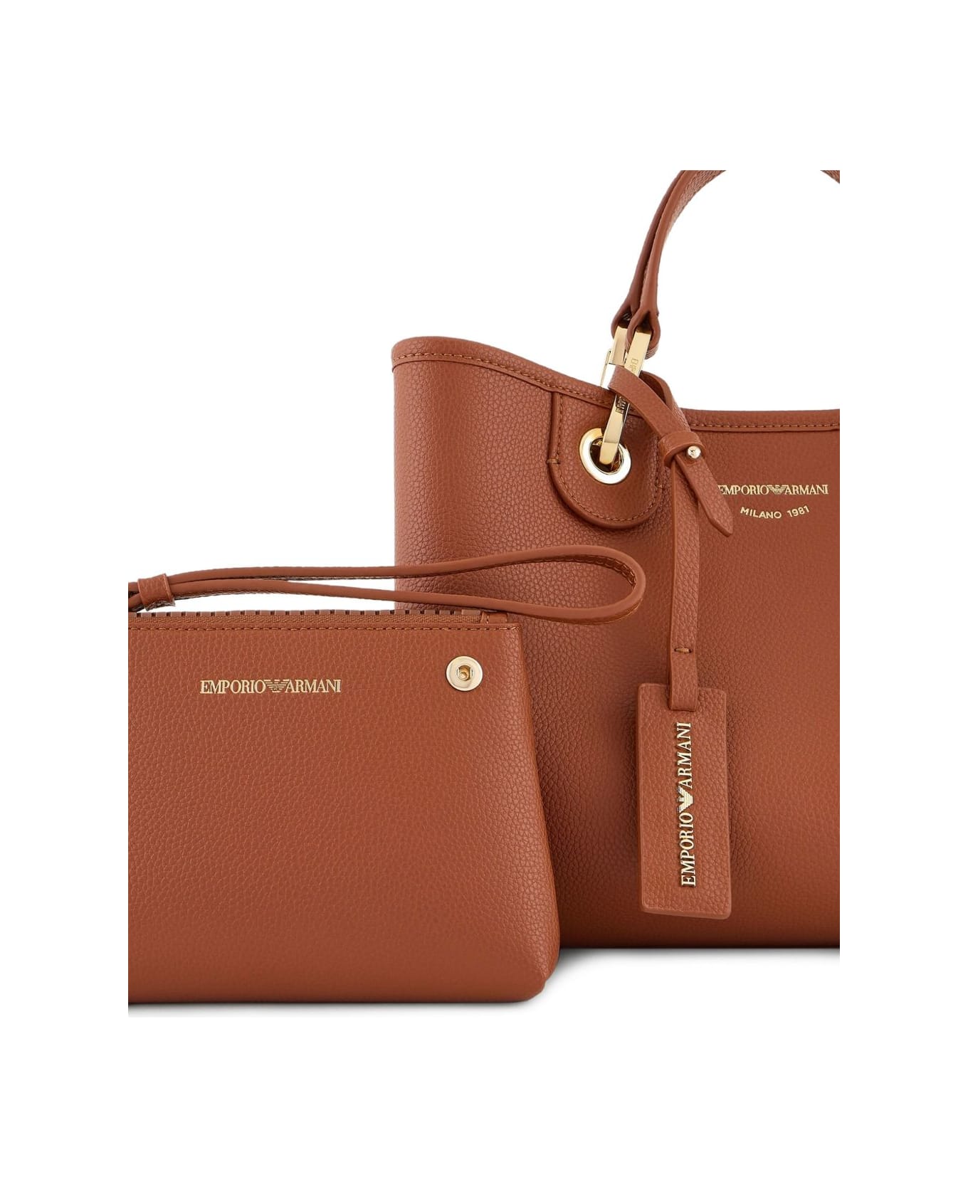 Emporio Armani Myea Small Tote Bag - Leather Brown