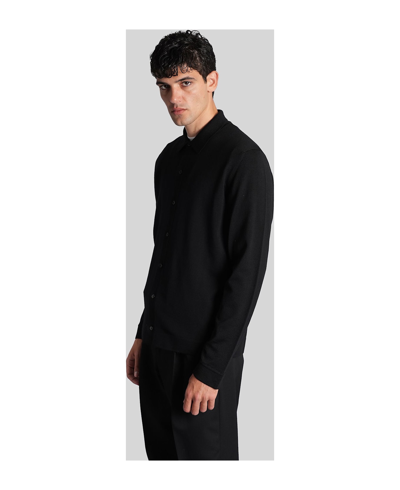 Roberto Collina Cardigan In Black Wool - black