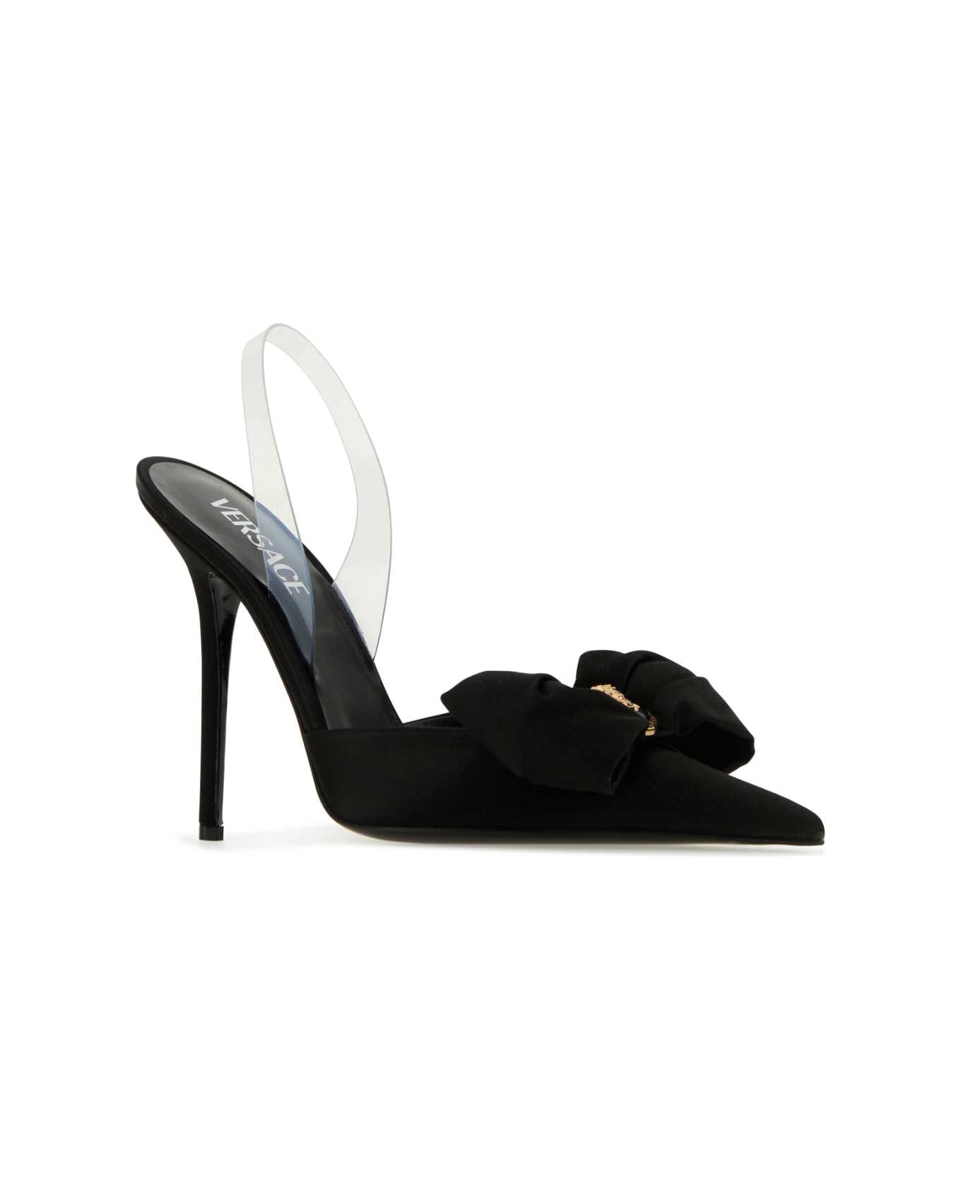 Versace Black Satin Alia Pumps - 1B00V