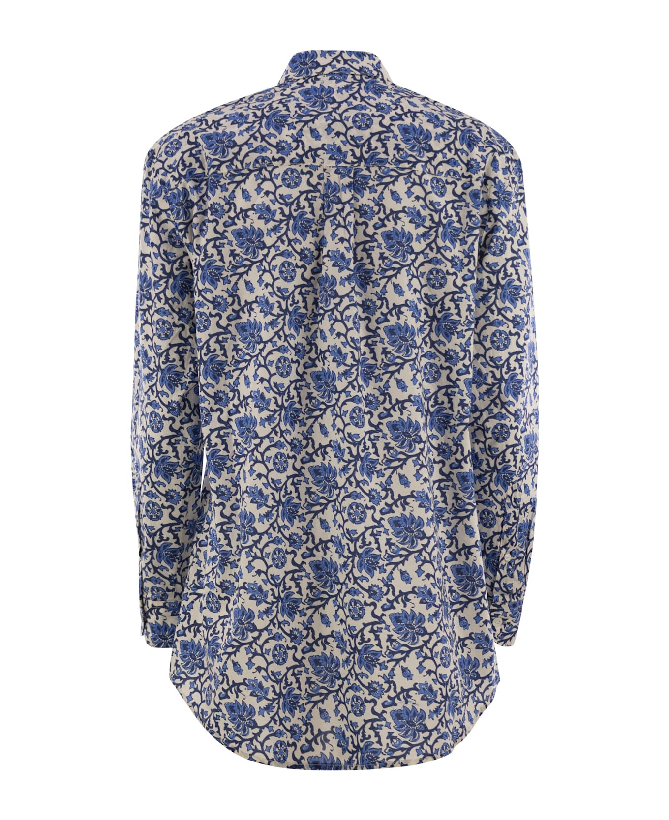 MC2 Saint Barth Brigitte - Shirt With Flower Pattern - Blue