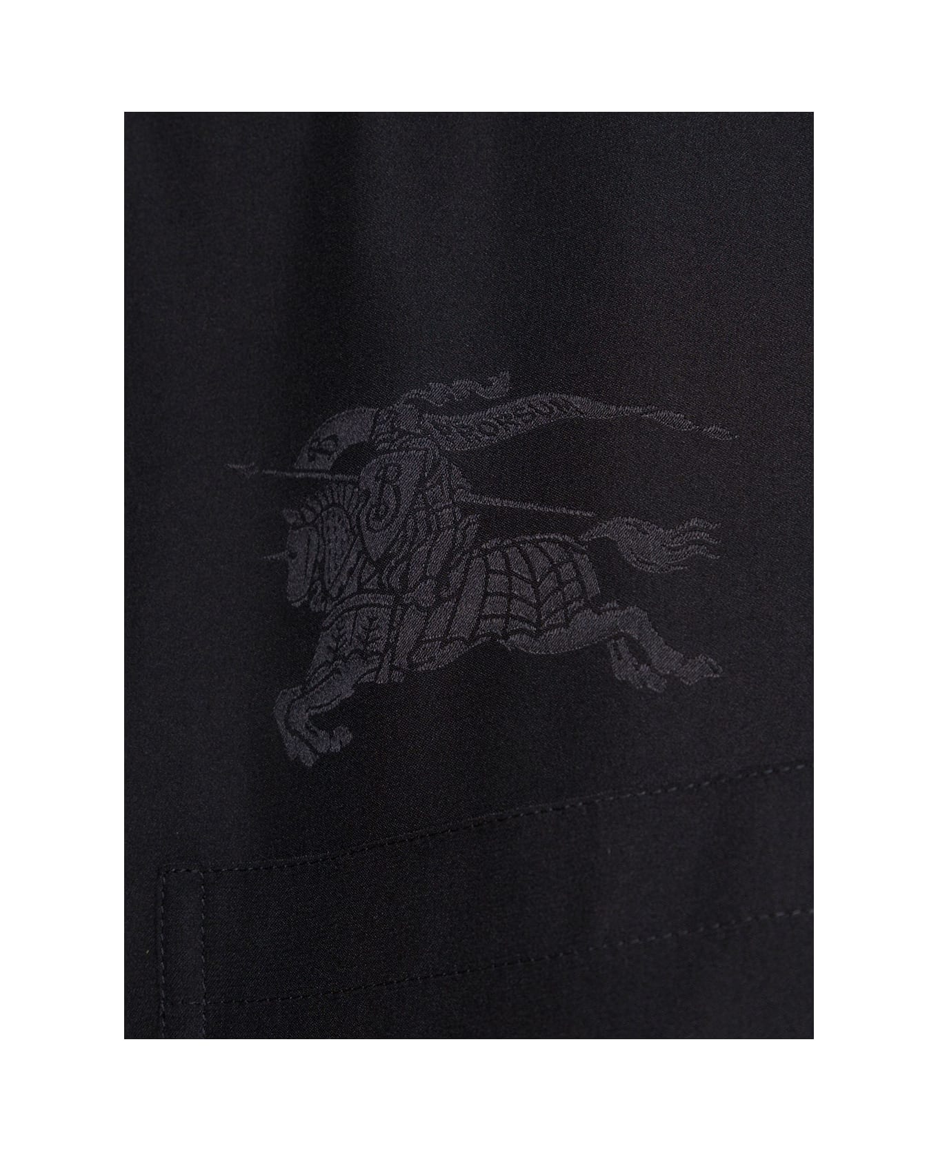Burberry Black Loose Shirt With Tonal Logo Print In Silk Woman - Black