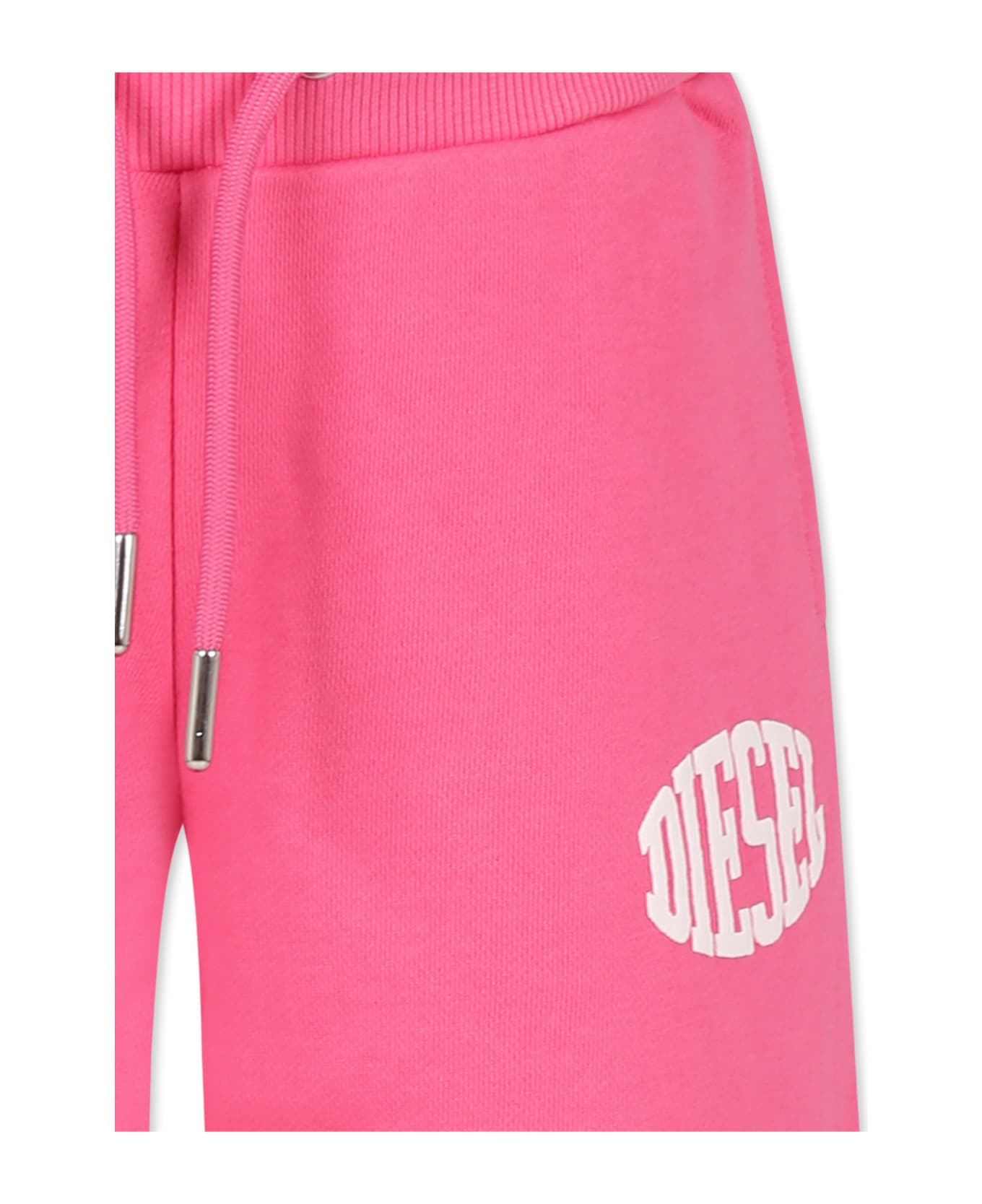 Diesel Pink Trousers For Girl With Logo - Pink ボトムス