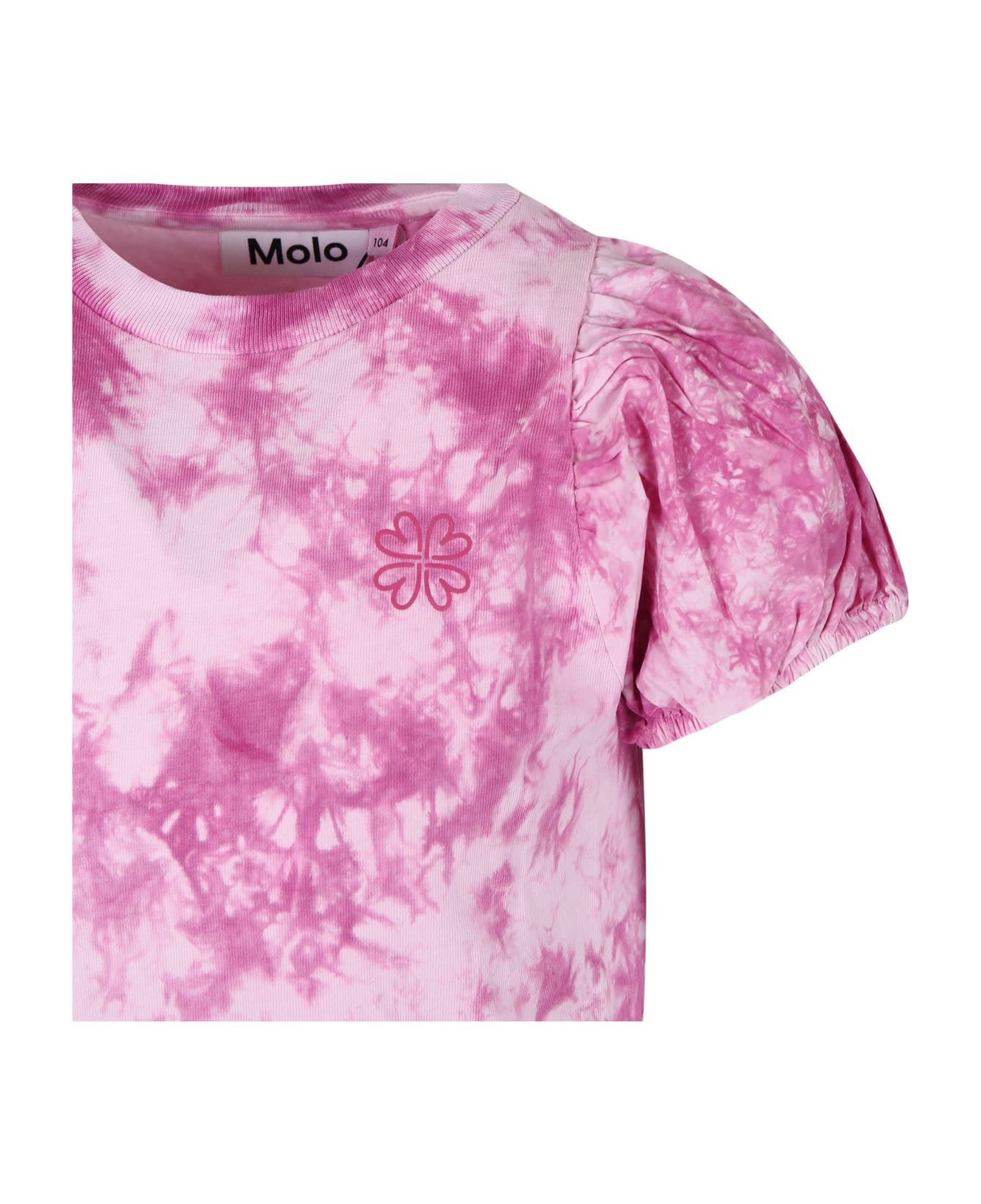 Molo Pink T-shirt For Girl With Tie Dye - Pink Tシャツ＆ポロシャツ
