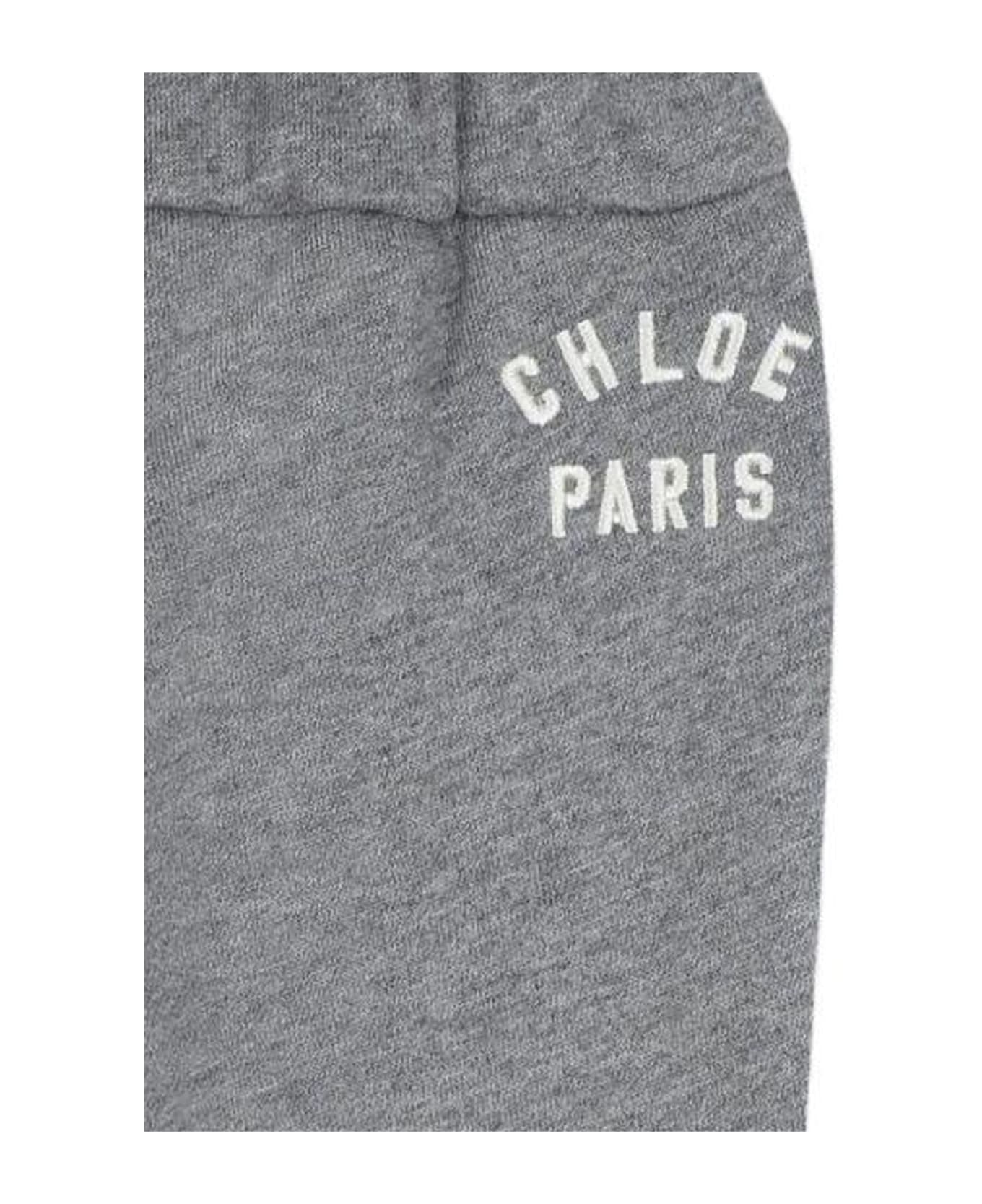 Chloé Grey Trousers For Baby Girl With Logo - Grey