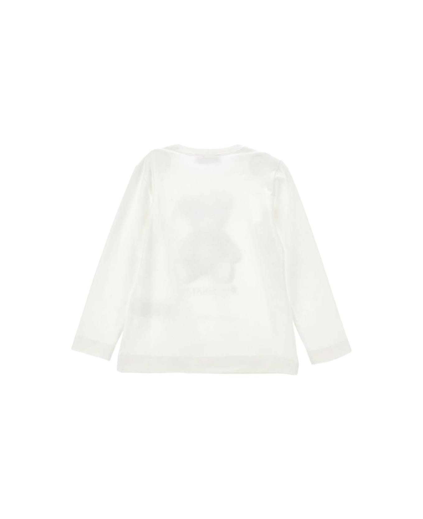 Monnalisa T-shirt Teddy Jersey Cot Jersey Cotone Stretch - White