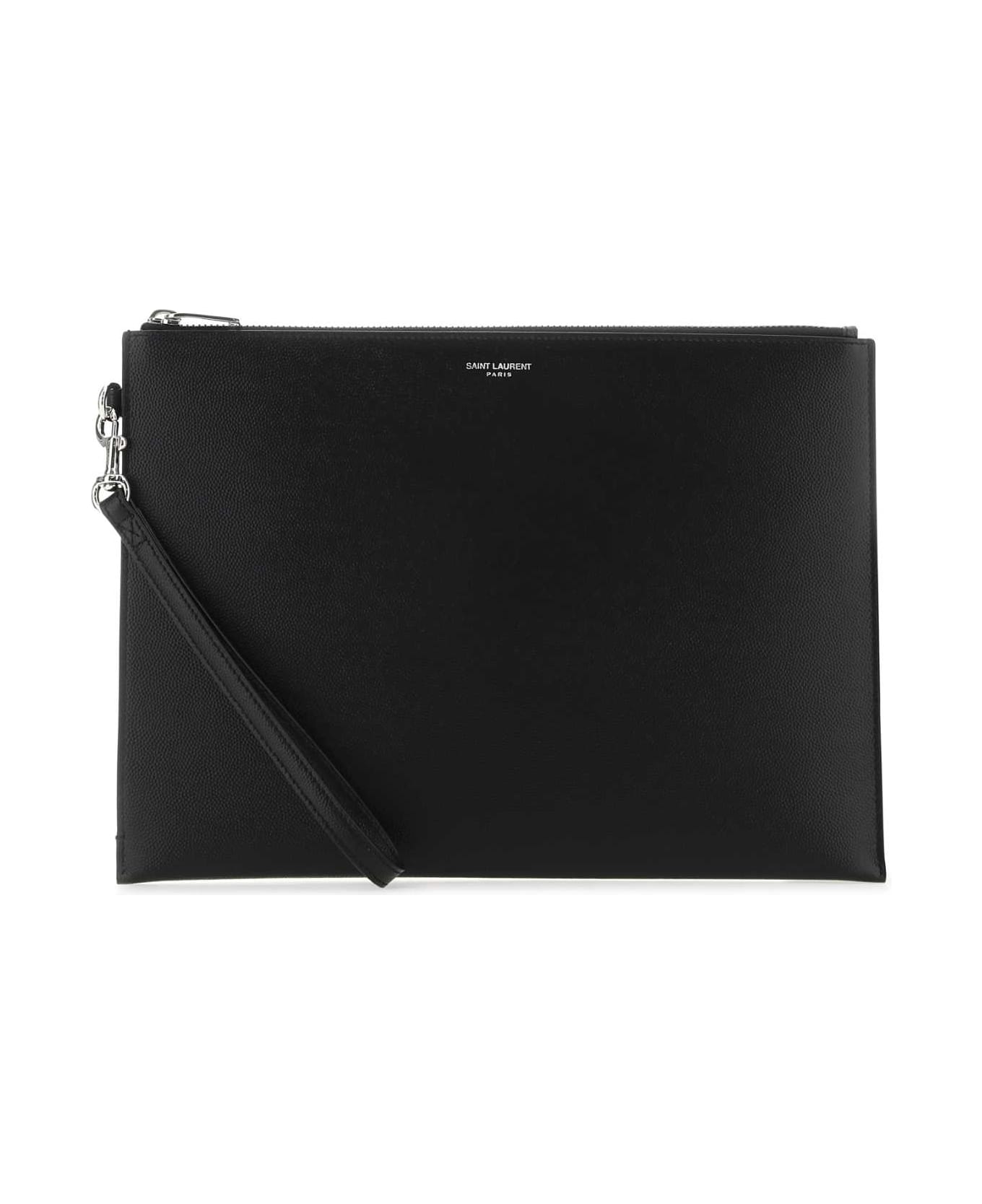 Saint Laurent Black Leather Pouch - 1000