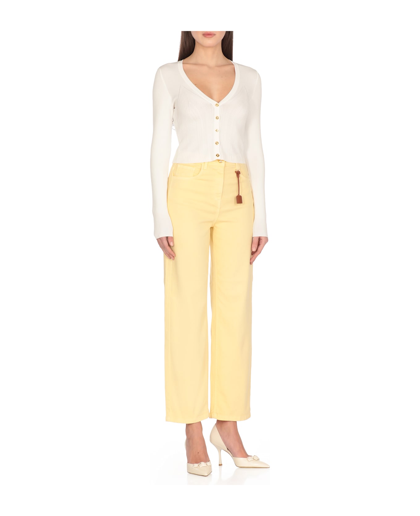 Elisabetta Franchi Viscose Blend Cardigan - Ivory
