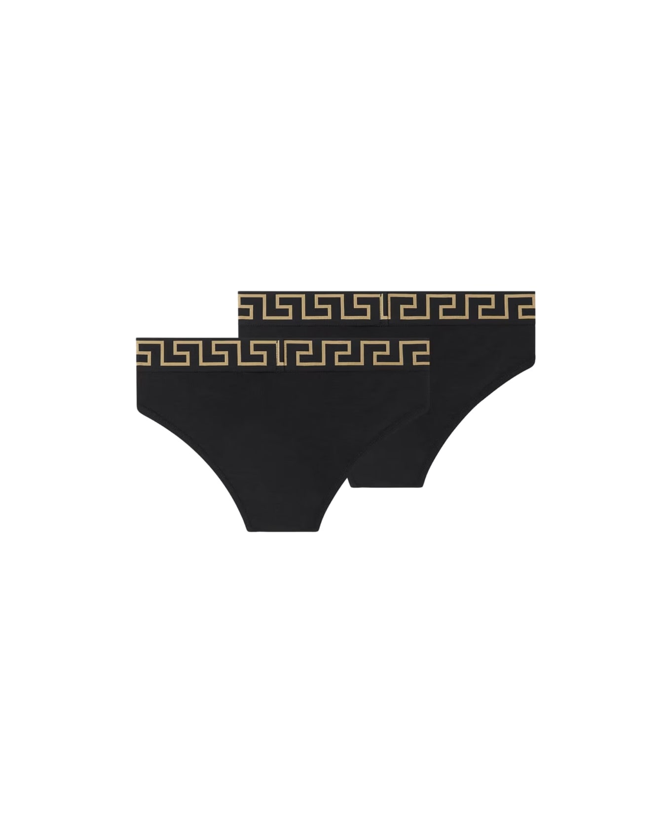 Versace Bi-pack Cotton Briefs - BLACKGOLDGREEKKEY