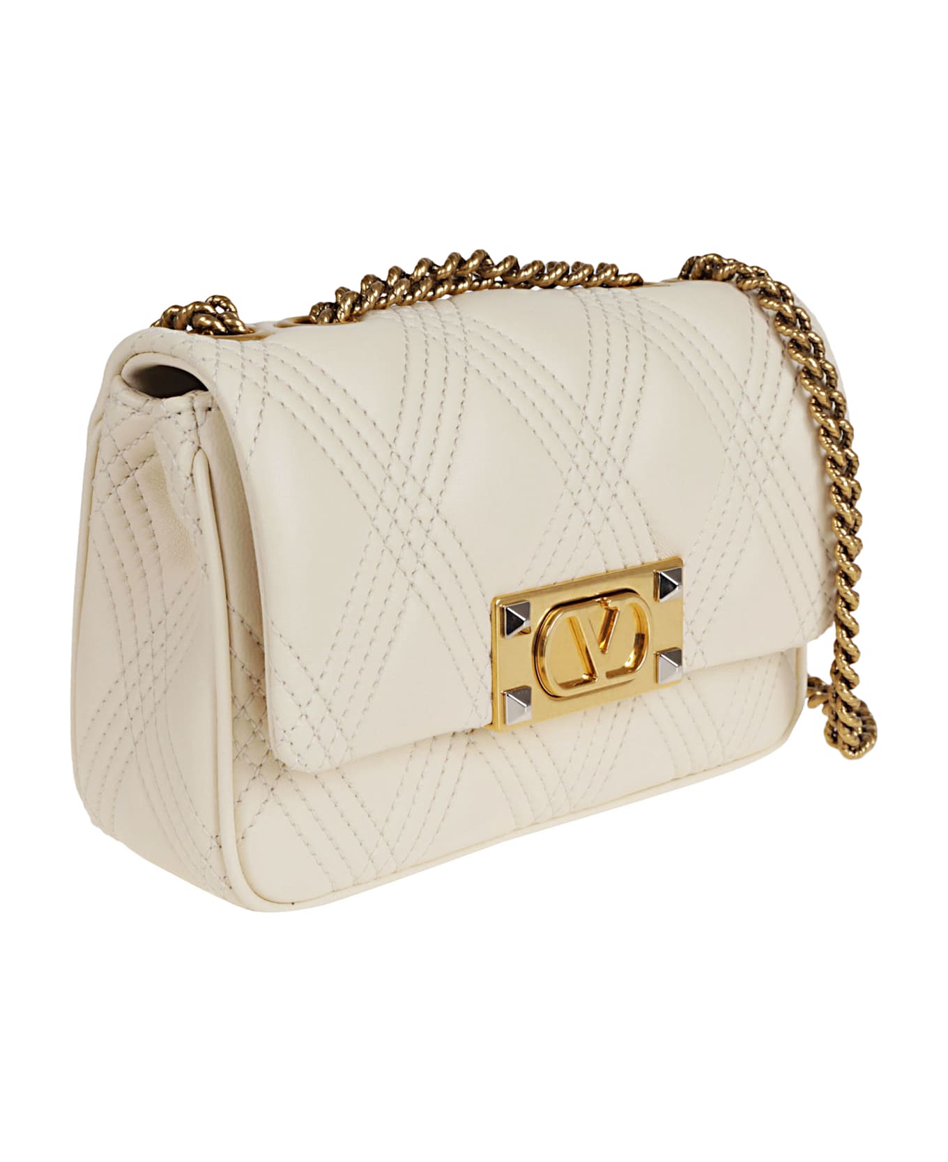 Valentino Garavani Small Shoulder Bag Quiltie 67 - White