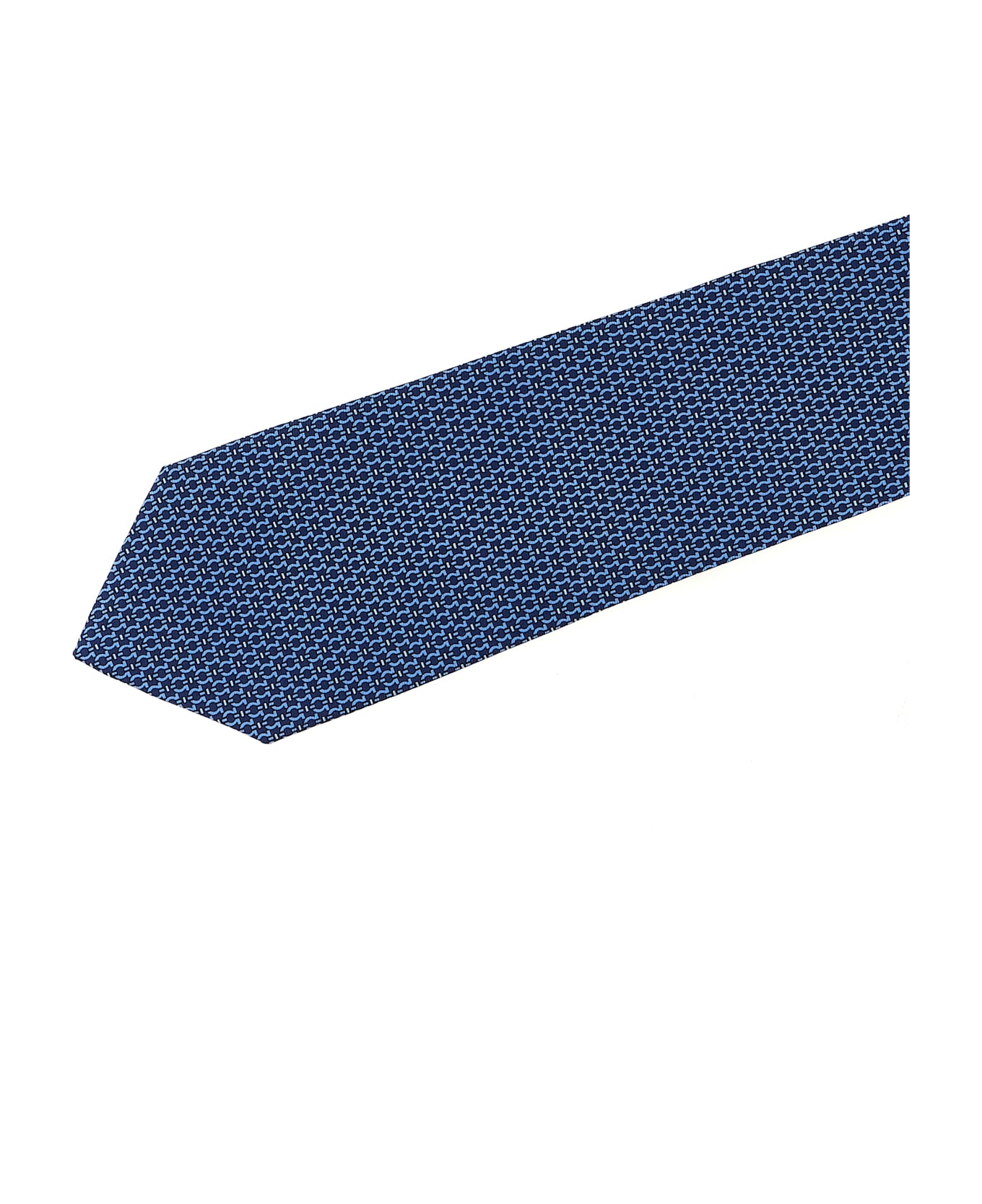 Ferragamo 'gancini' Print Tie - Blue