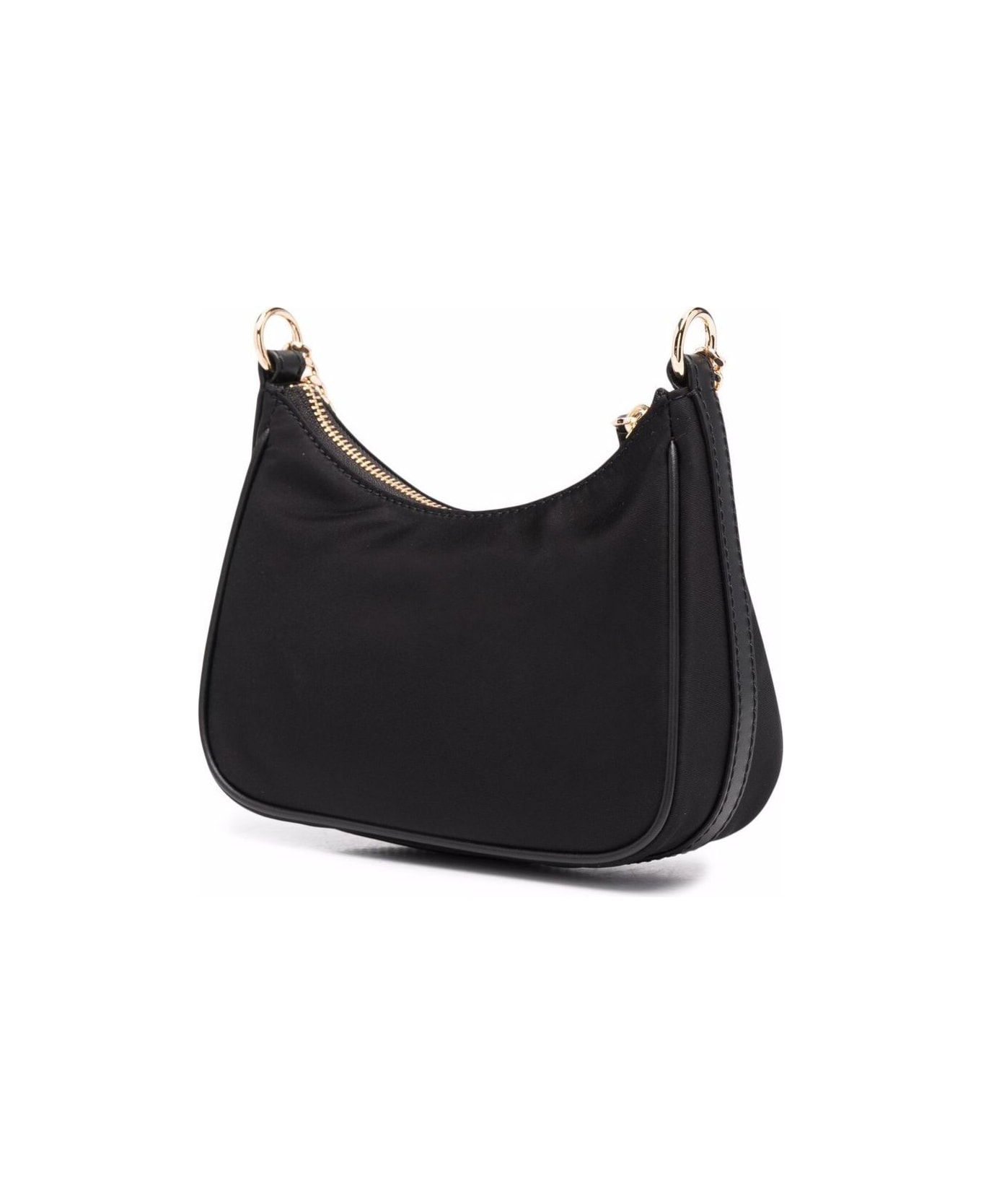 Michael Kors Jet Set Charm Sm Chain Pouchette In Mk Sig Coated Twill Sm In Solid Gabardine Nylon - Black