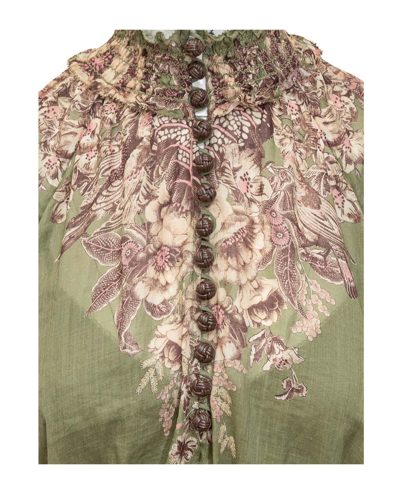 Zimmermann Ottie Swing Maxi Khaki Floral Dress - KHAKI FLORAL ワンピース＆ドレス