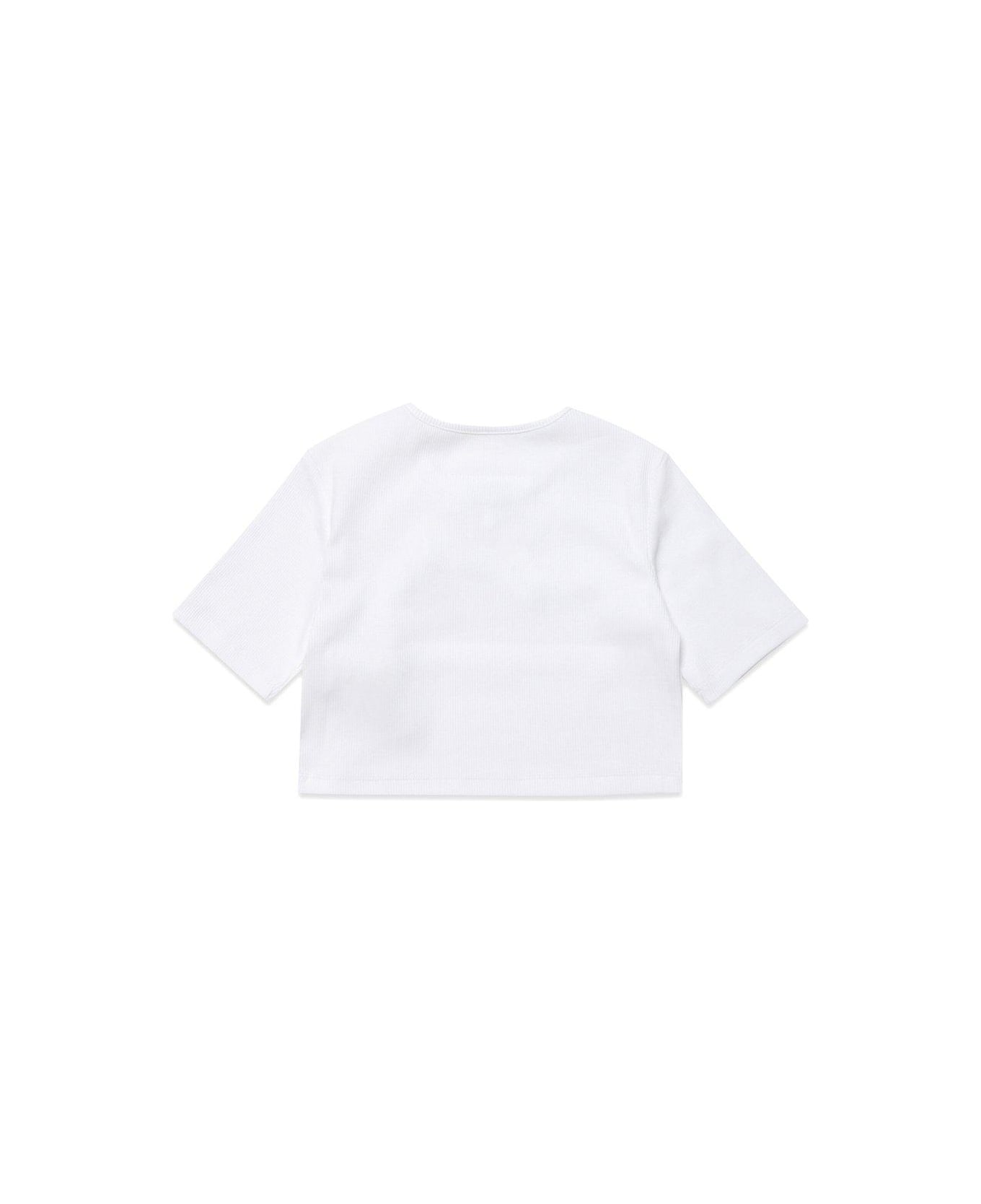 MM6 Maison Margiela Glitter Logo-printed Crewneck T-shirt - White Tシャツ＆ポロシャツ