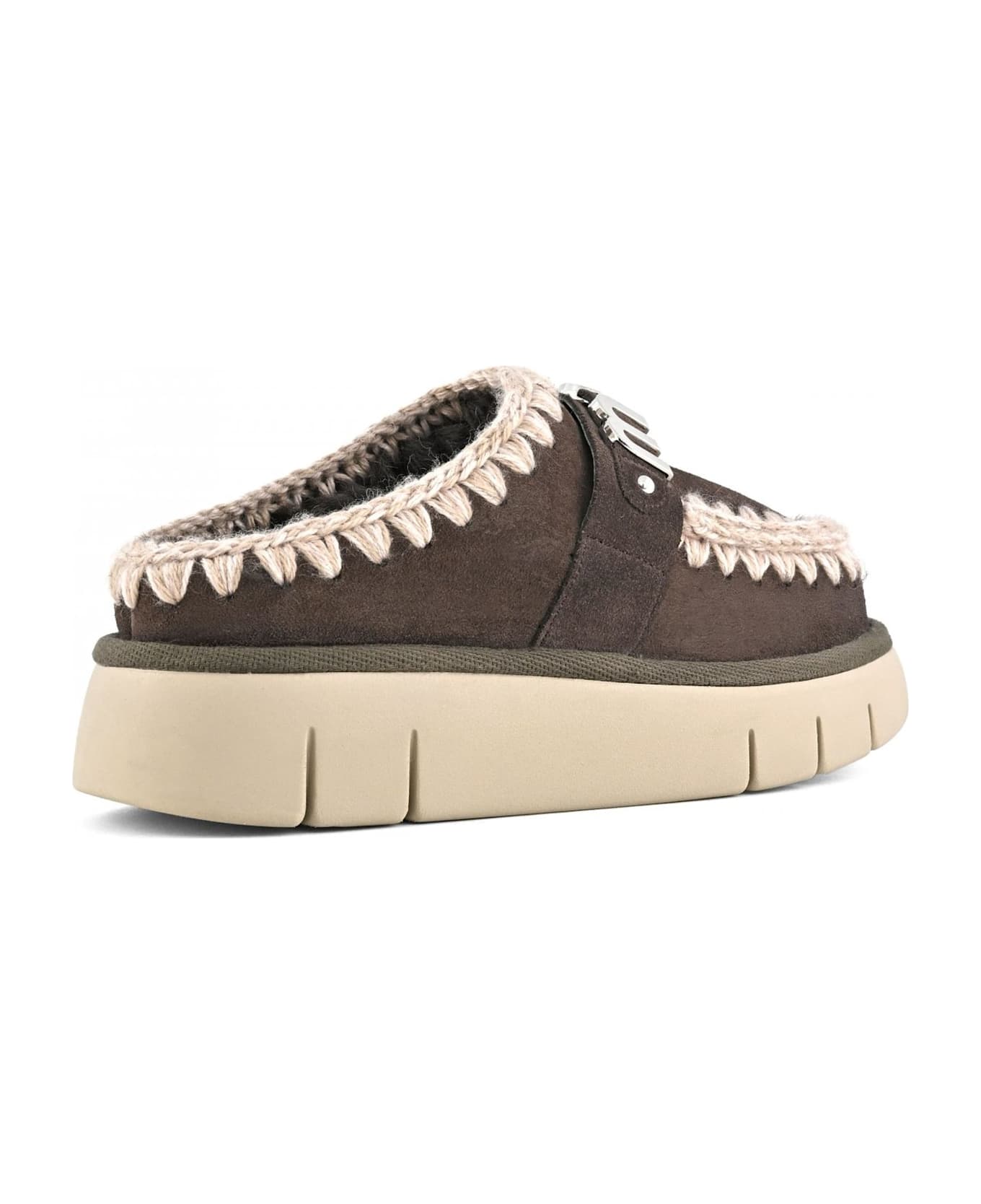 Mou Brown Double-face Sheepskin Bounce Clog - Brown