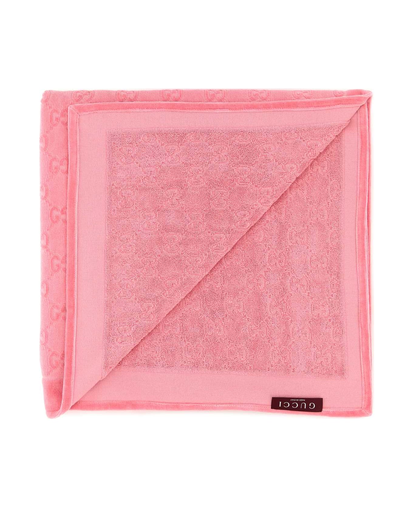 Gucci Fluo Pink Terry Fabric Beach Towel - PINK