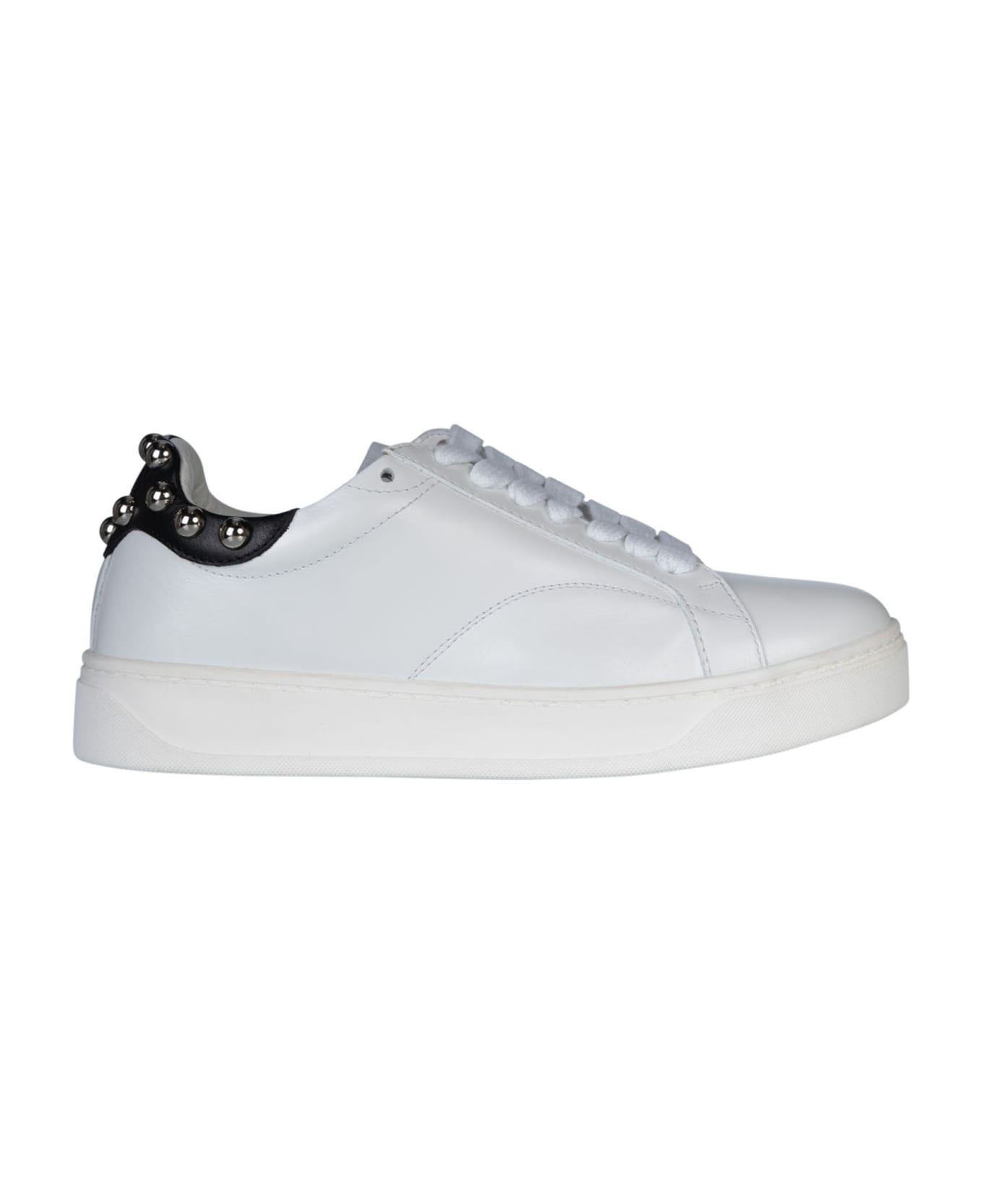 Lanvin Back Studded Sneakers - White/Silver