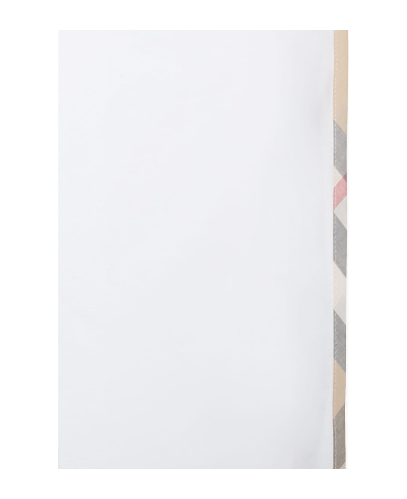 Burberry White Blanket For Babykids With Vintage Check - White