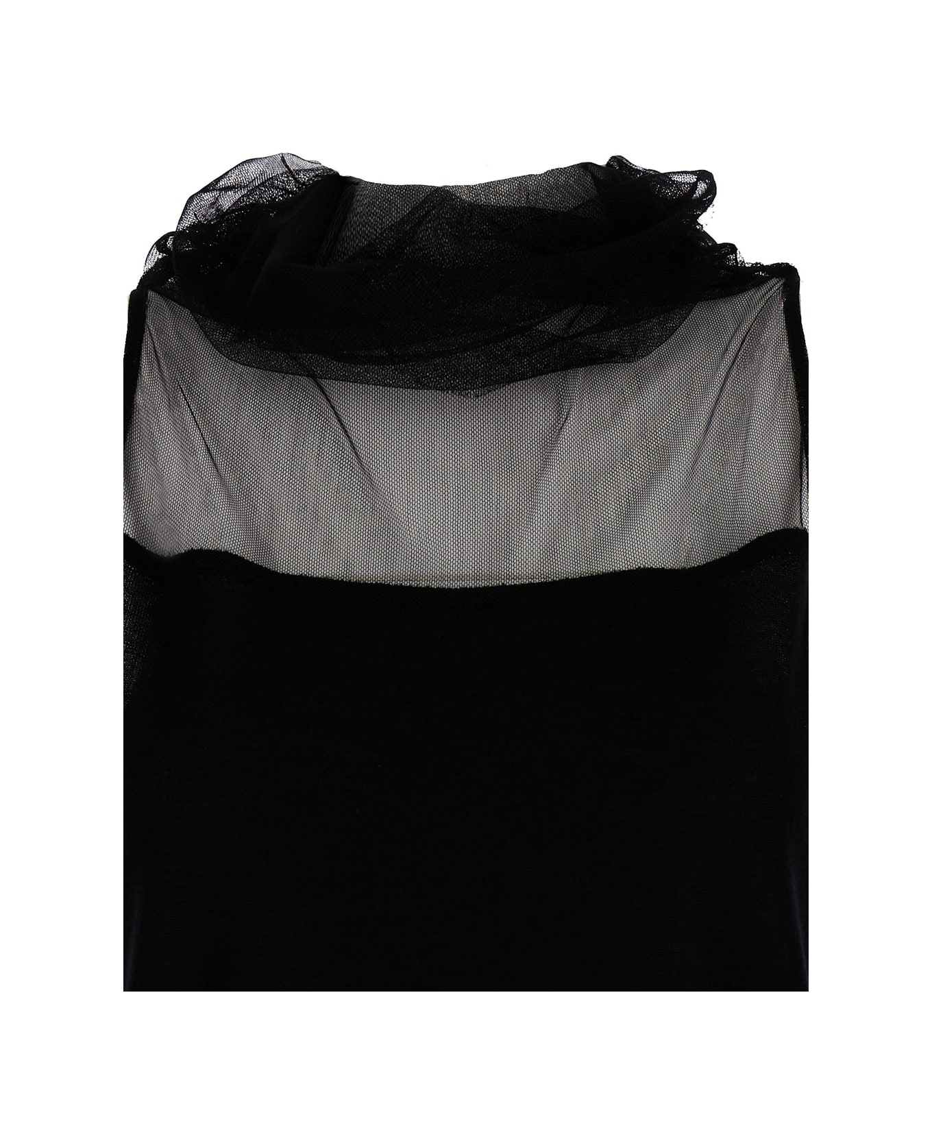Fabiana Filippi High Neck Black Top In Silk & Cashmere Blend Woman - Black