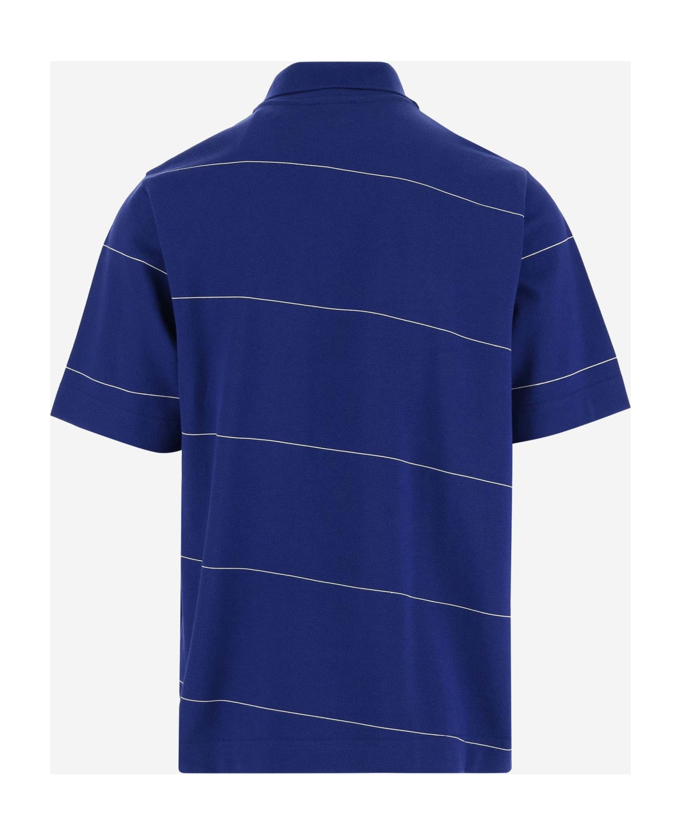 Burberry Cotton Polo Shirt With Striped Pattern - Blue