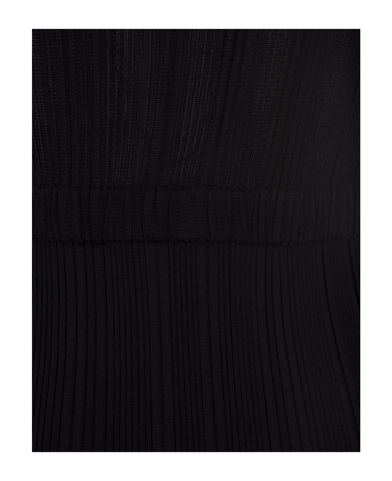 self-portrait Black Knit Midi Dress - Black
