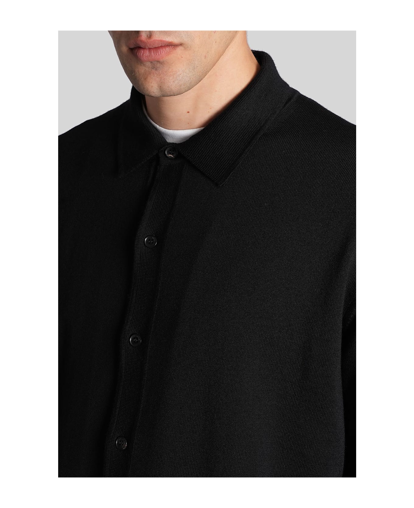 Roberto Collina Cardigan In Black Wool - black