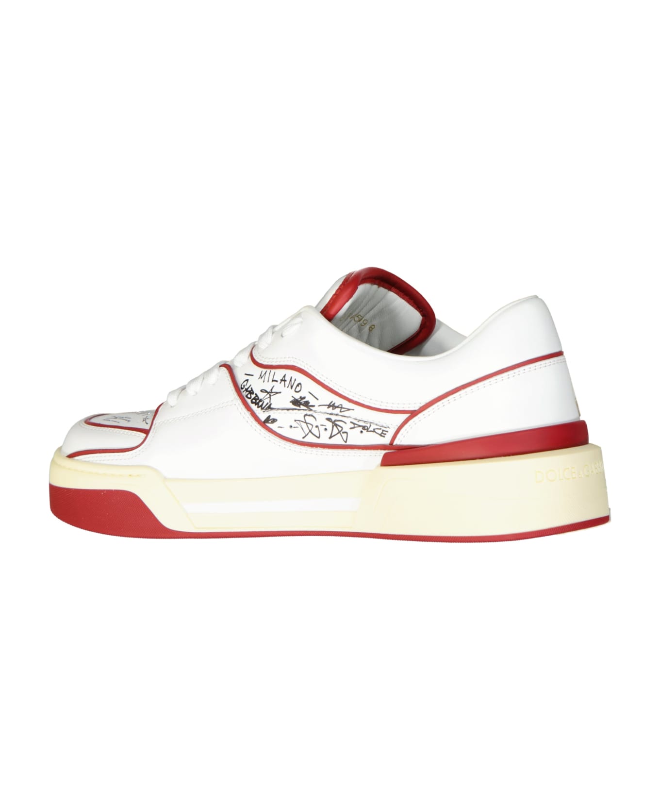 Dolce & Gabbana Printed Leather Sneakers - White スニーカー