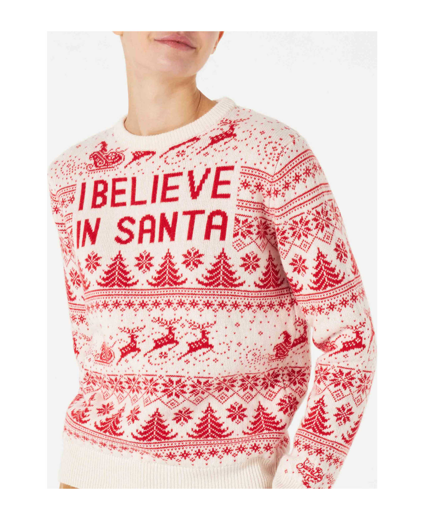 MC2 Saint Barth Woman Sweater With Christmas Print - WHITE