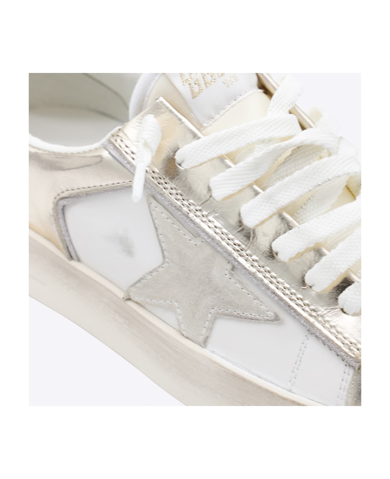 Golden Goose White And Gold Stardan Sneakers - PLATINUM/MILK/BEIGE