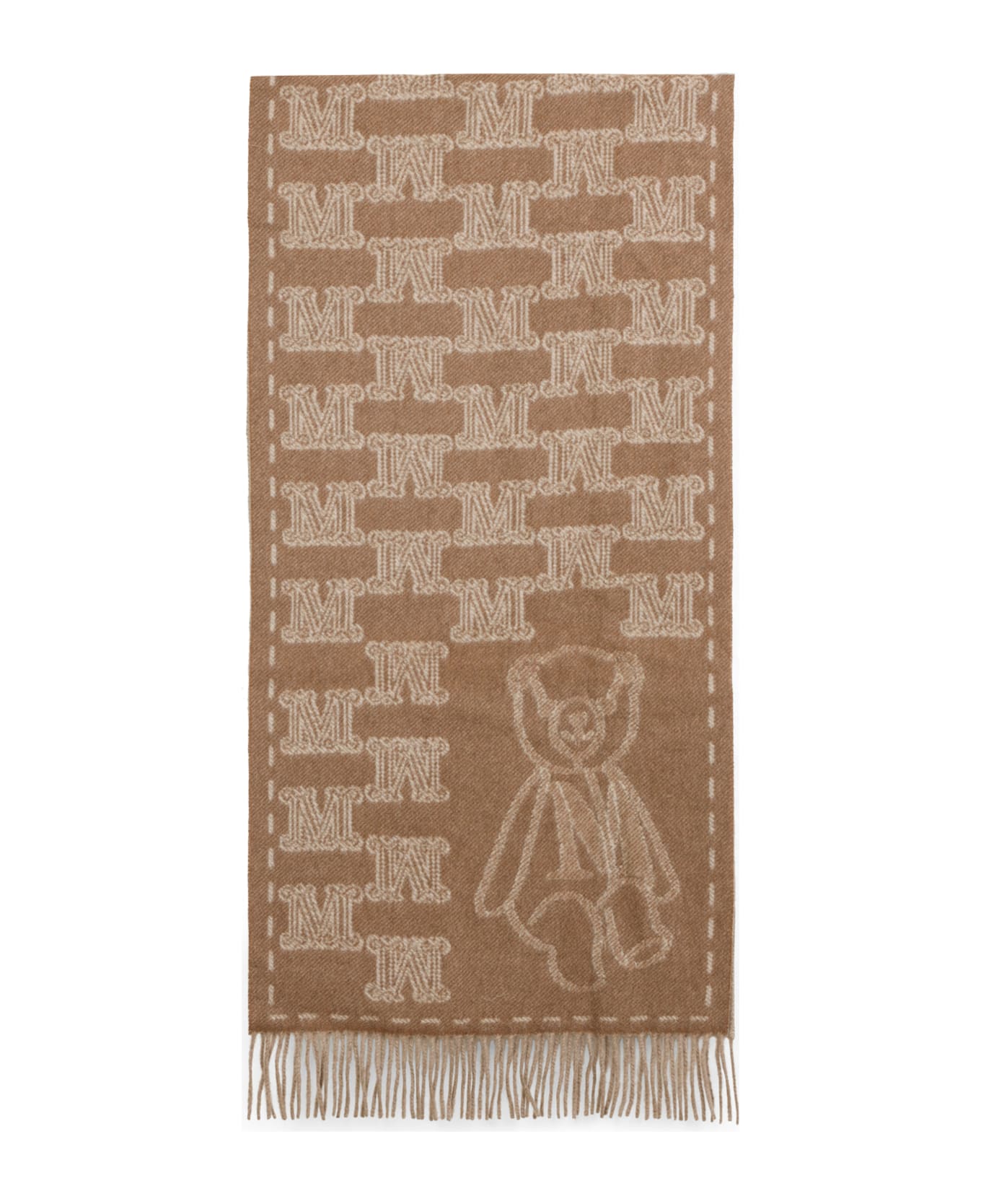 Max Mara Wsteddycamel Logo Teddy Scarf - Cacha Scuro