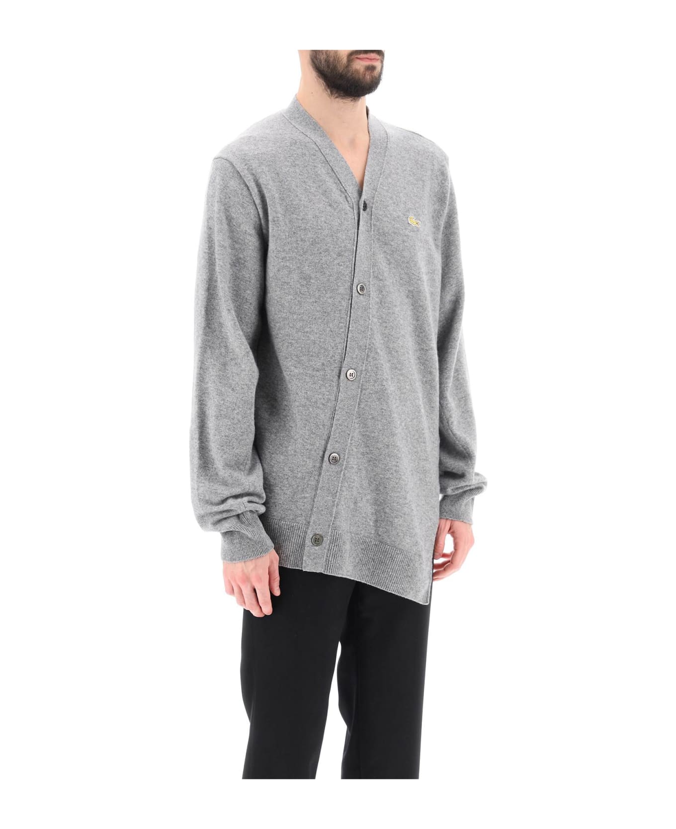 Comme des Garçons Shirt Lacoste Asymmetric Wool Cardigan - GREY (Grey)