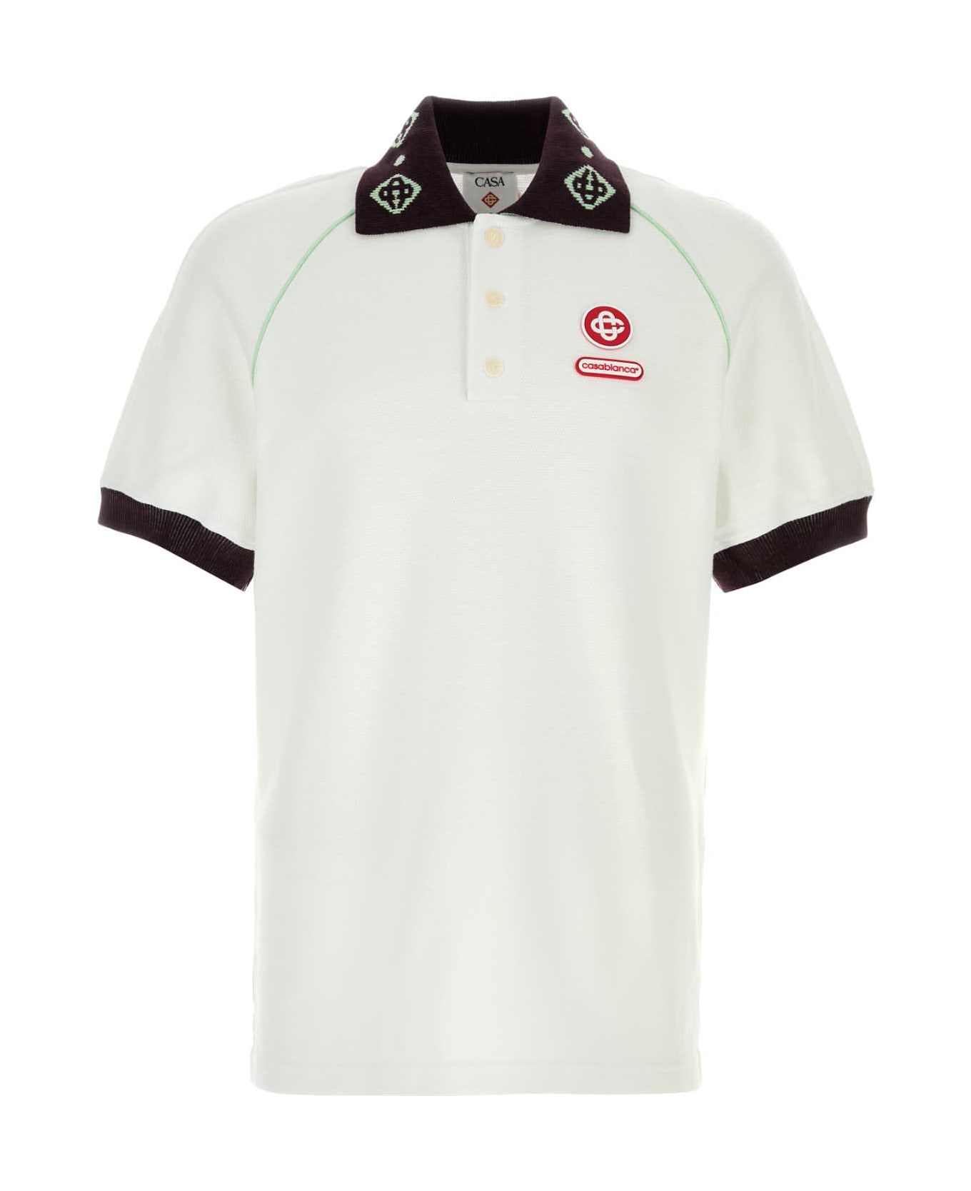 Casablanca White Piquet Polo Shirt - Bianco 