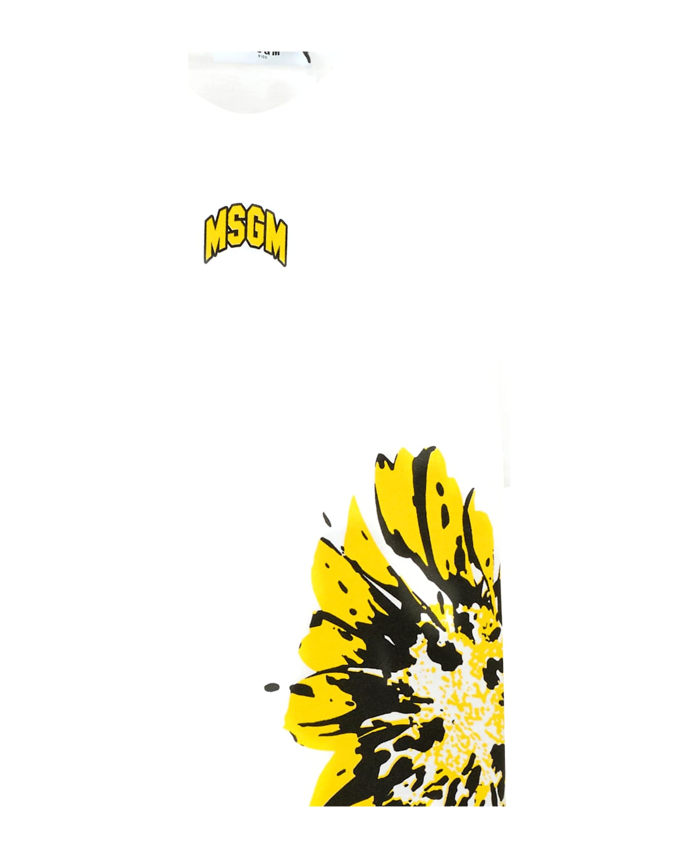 MSGM White T-shirt For Girl With Flower - White