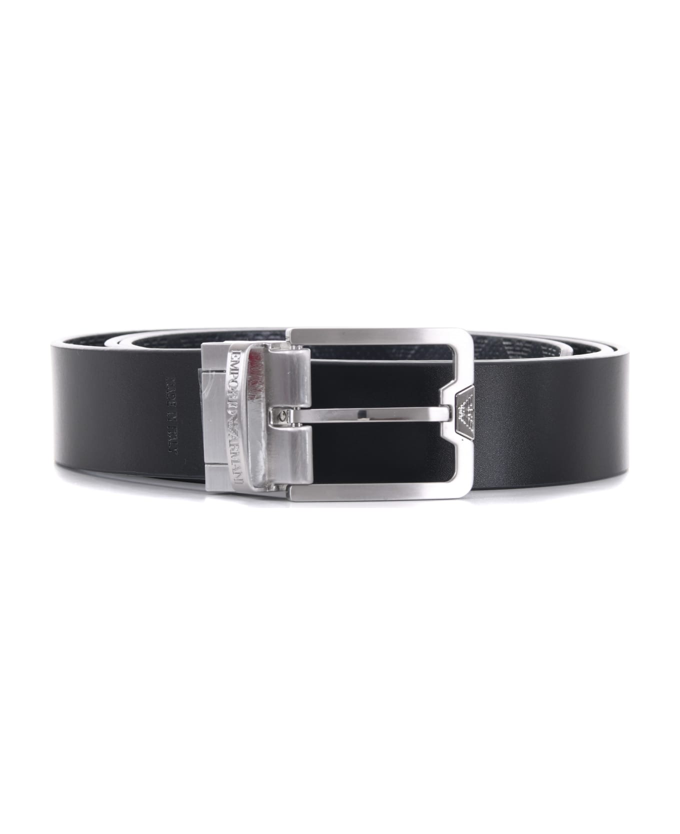 Emporio Armani Leather Belt - Blu/nero