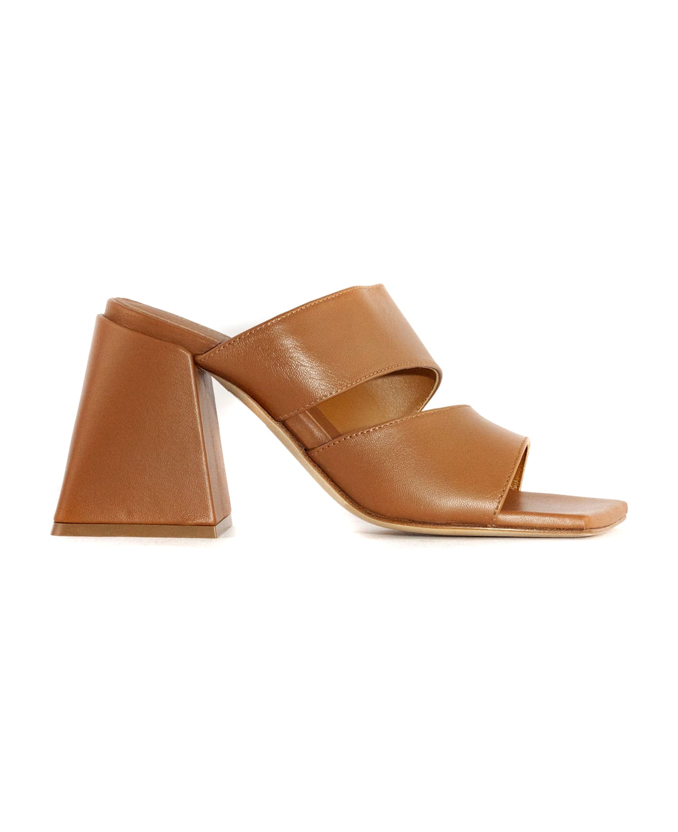 Vic Matié Brown Leather Sandal - Kaki