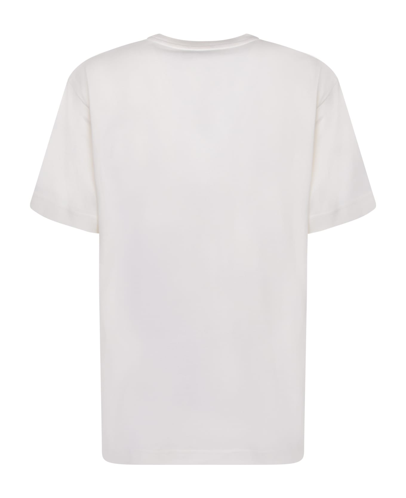 Moncler Logo Short Sleeves White T-shirt - Avorio
