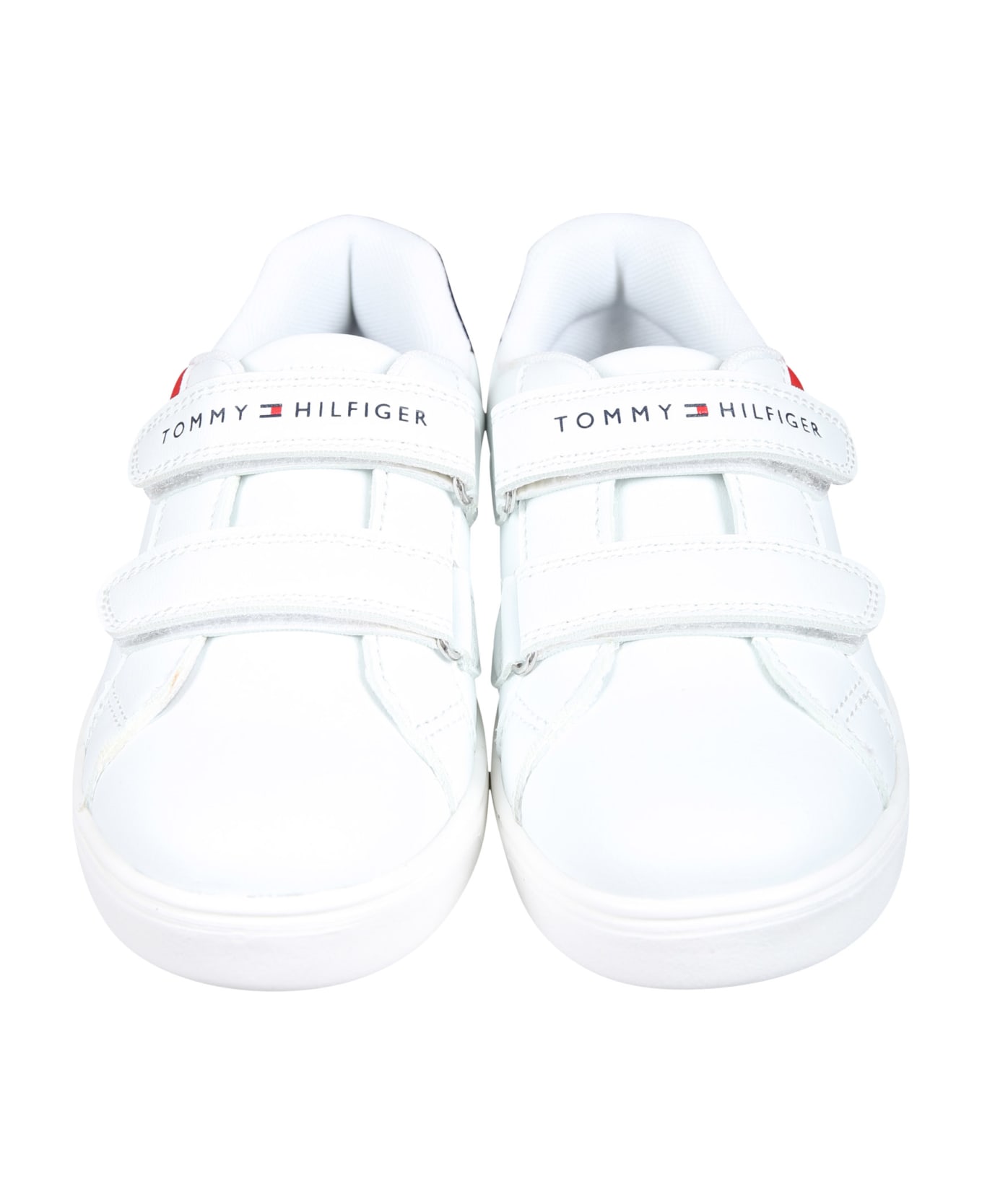 Tommy Hilfiger White Sneakers For Kids With Flag And Logo - White シューズ