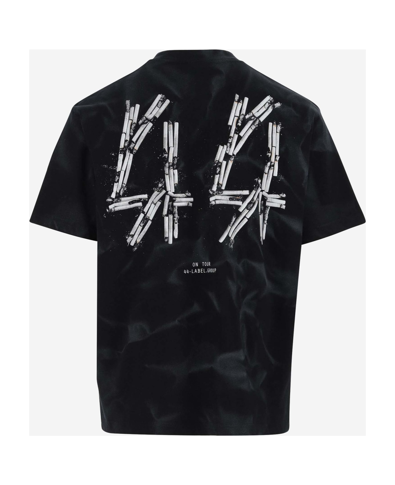 44 Label Group Cotton T-shirt With Graphic Print And Logo - Black