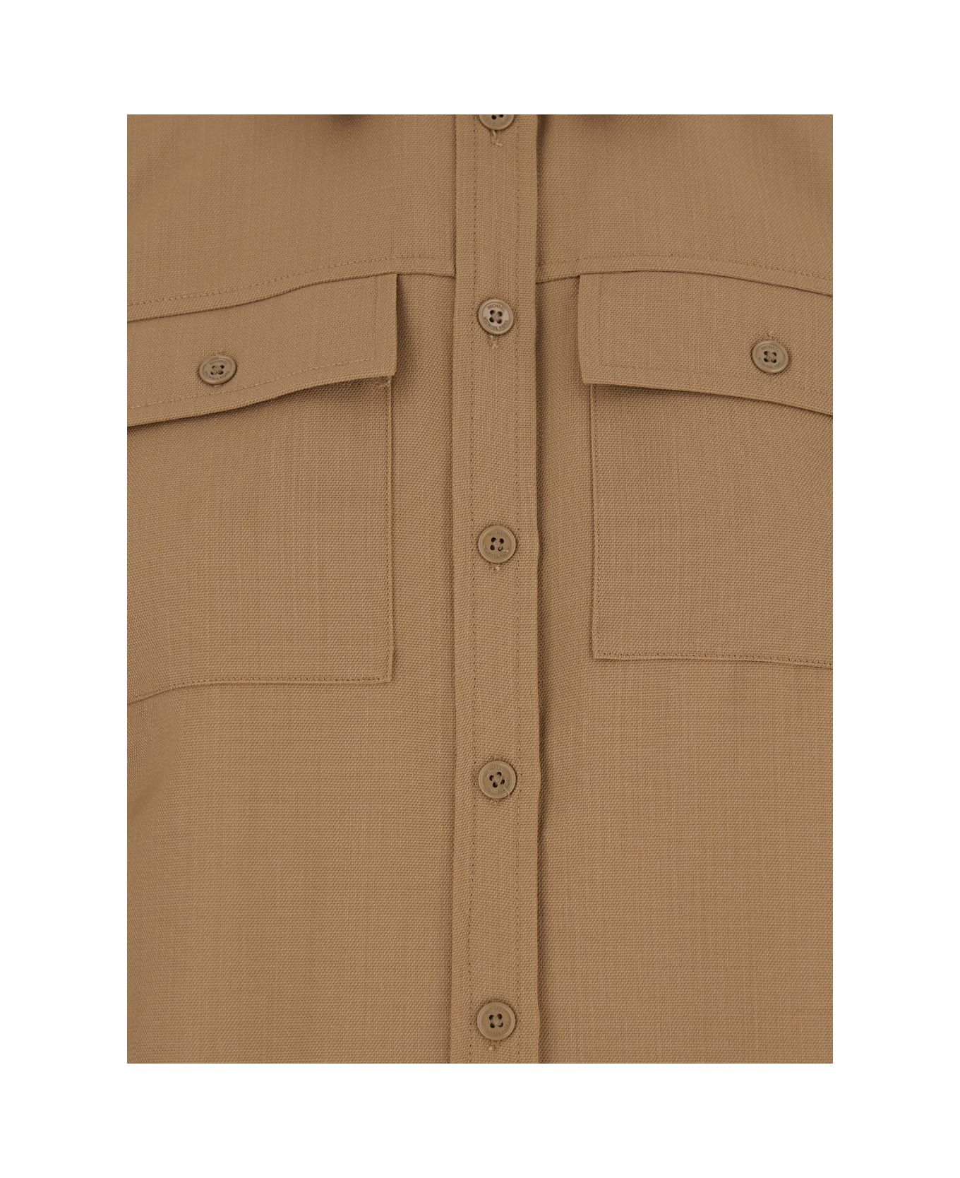 MICHAEL Michael Kors Beige Shirt With Patch Pockets On The Chest In Virgin Wool Blend Woman - Beige