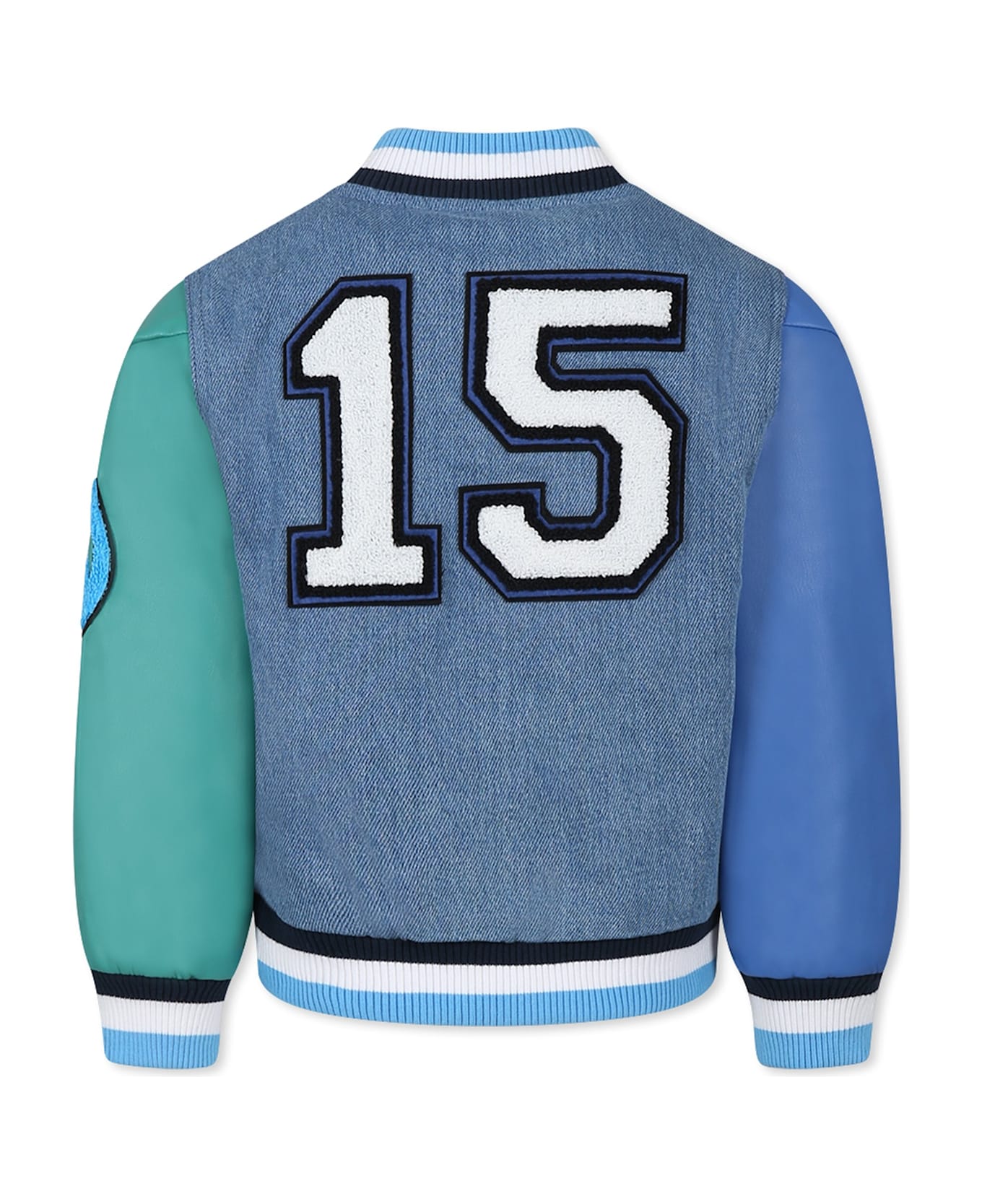 Stella McCartney Kids Denim Bomber Jacket For Boy With Embroidery - Denim
