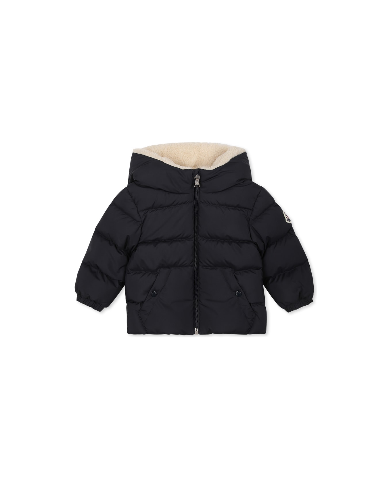 Moncler Blue Amir Down Jacket For Babykids With Logo - Blue