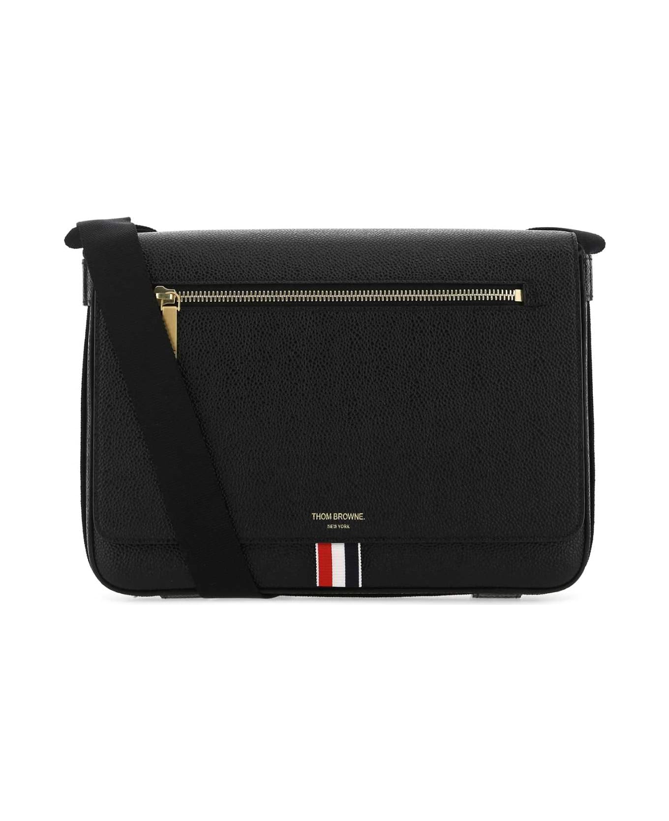 Thom Browne Black Leather Crossbody Bag - 1