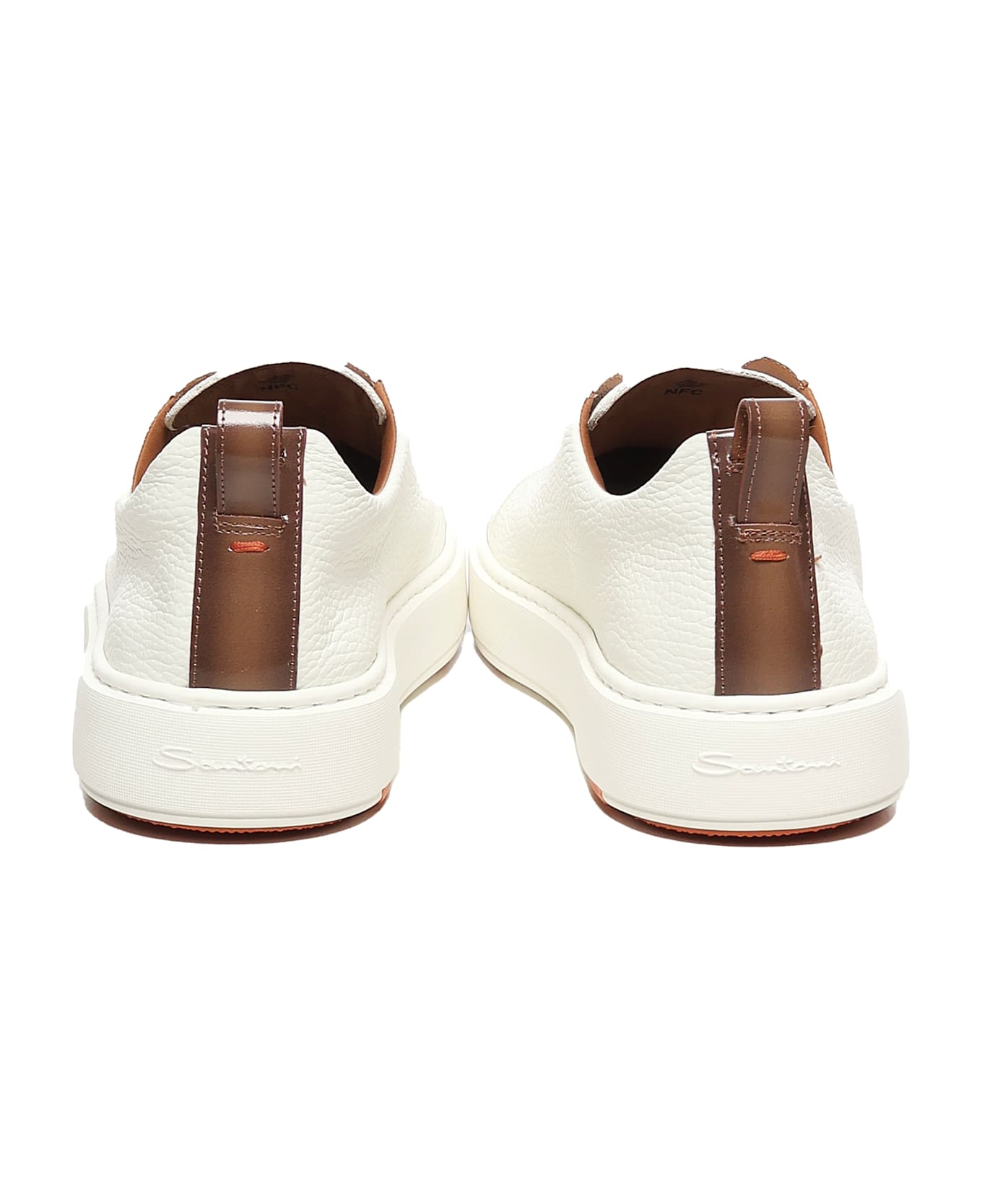 Santoni Victory Sneakers In Tumbled Leather - White