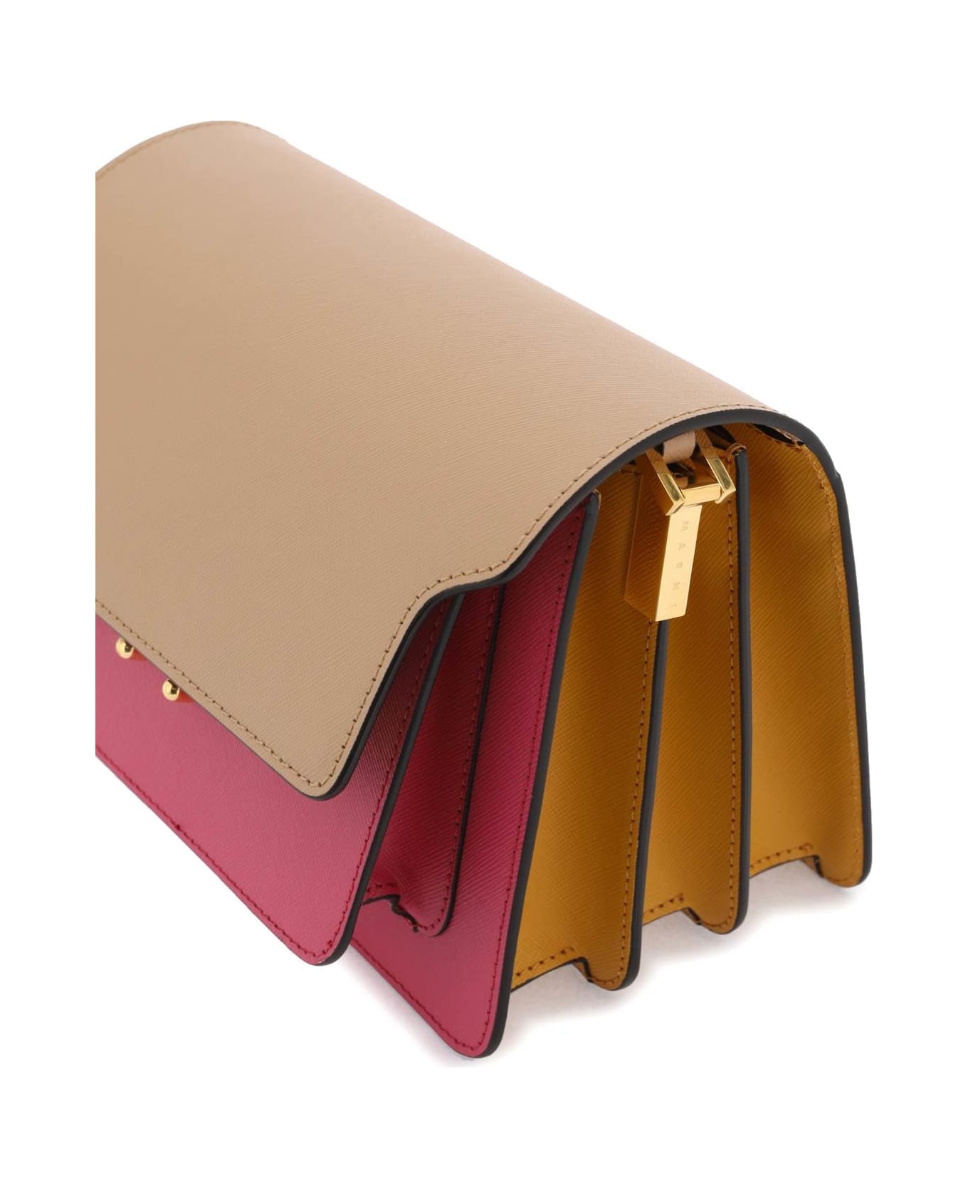 Marni Tricolor Leather Medium Trunk Bag - POMPEII LIGHT ORCHID PUMPKIN (Beige)