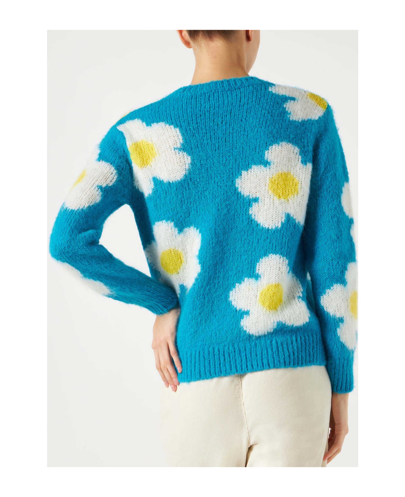MC2 Saint Barth Woman Brushed Sweater With Daisies And Summer Dreamer Embroidery